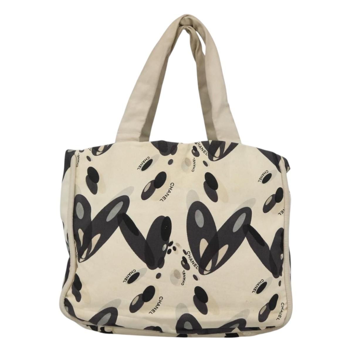 Chanel CHANEL Tote Bag Canvas White Silver CC Size ONE SIZE - 2 Thumbnail
