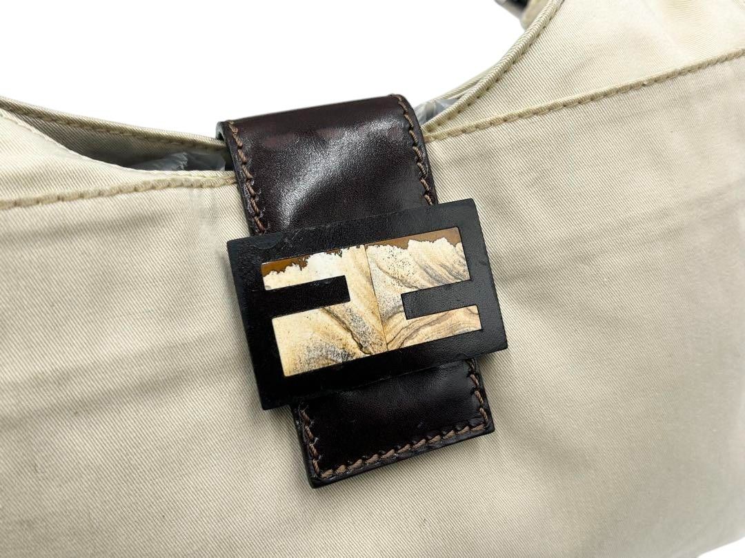 Fendi Fendi - Mamma Bucket Beige Handbag Shoulder Bag FF Silver Size ONE SIZE - 6 Thumbnail