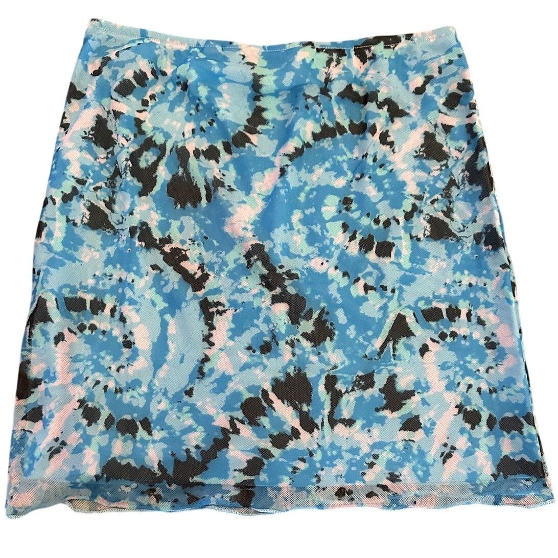 Other Something New Women's Serena Mesh Blue Black Mini Skirt XS Size 24" / US 00 / IT 34 - 4 Thumbnail