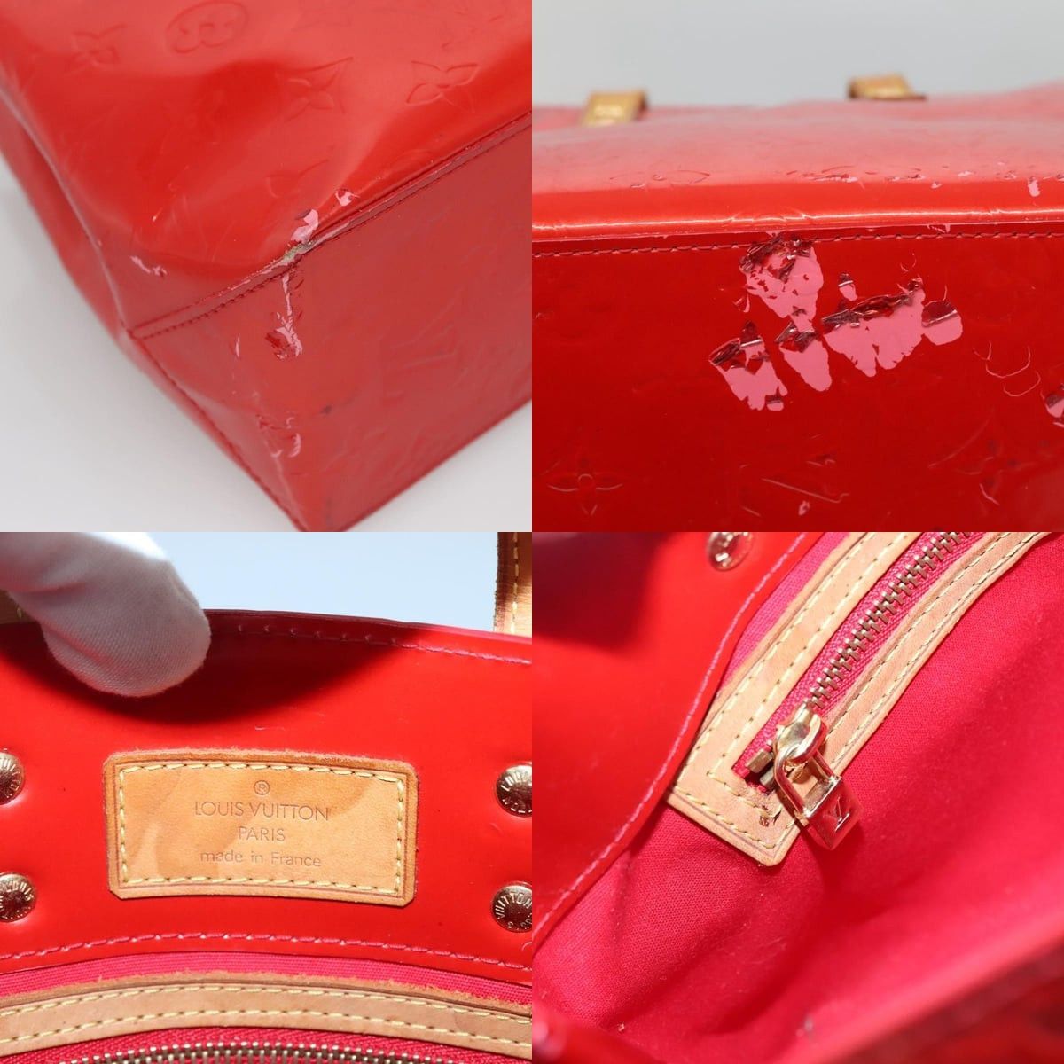 Louis Vuitton LOUIS VUITTON Monogram Vernis Reade PM Hand Bag Red Rouge Size ONE SIZE - 11 Thumbnail