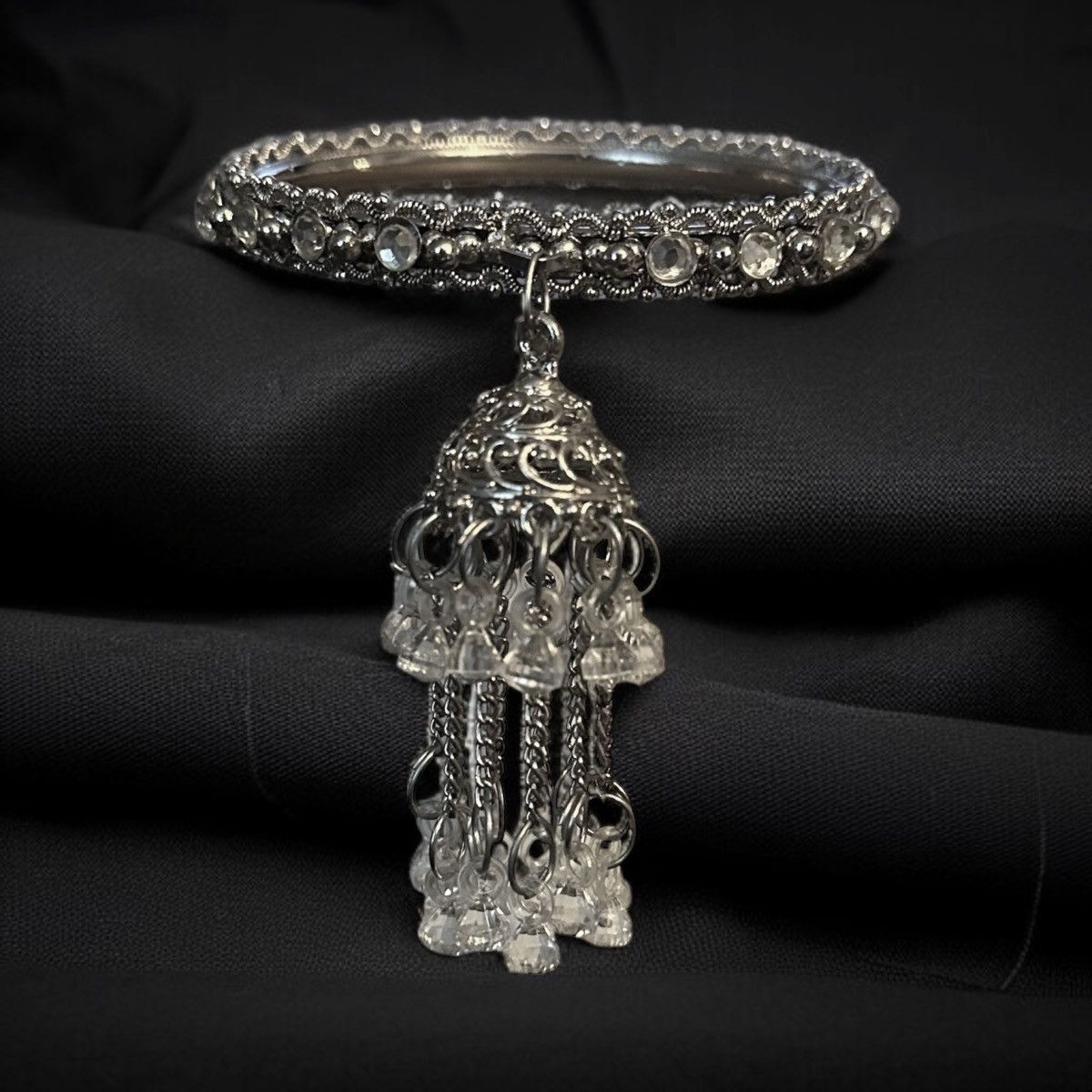 Other Silver tone India Jhumka bangle bracelet Size ONE SIZE - 1 Thumbnail