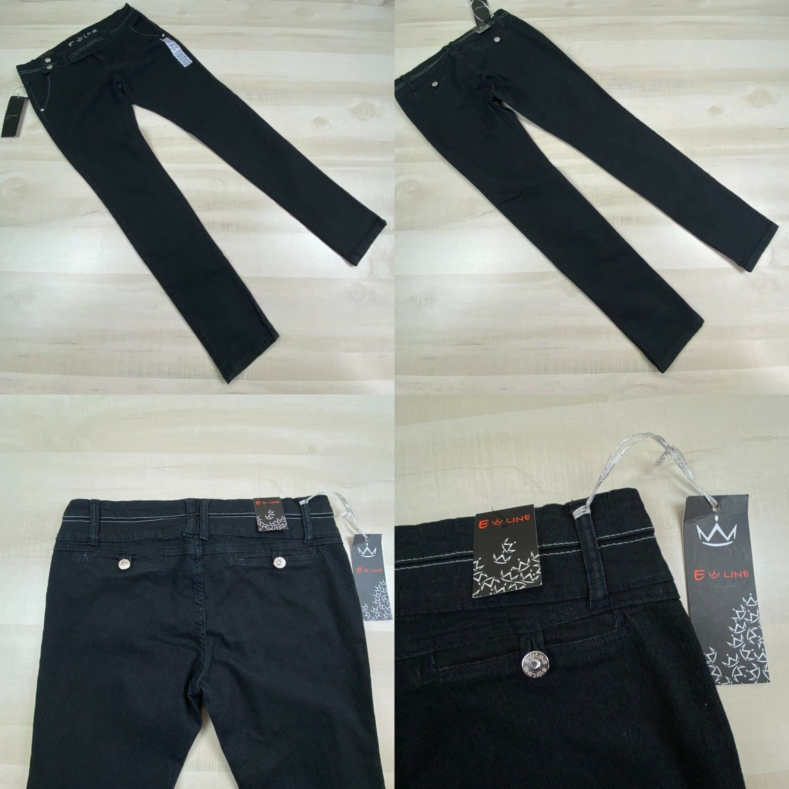 Celine E Line Womens Black Mid Rise Skinny Jeans Juniors Size 15 Stretch Cotton Blend Size 36" / US 14 / IT 50 - 8 Thumbnail