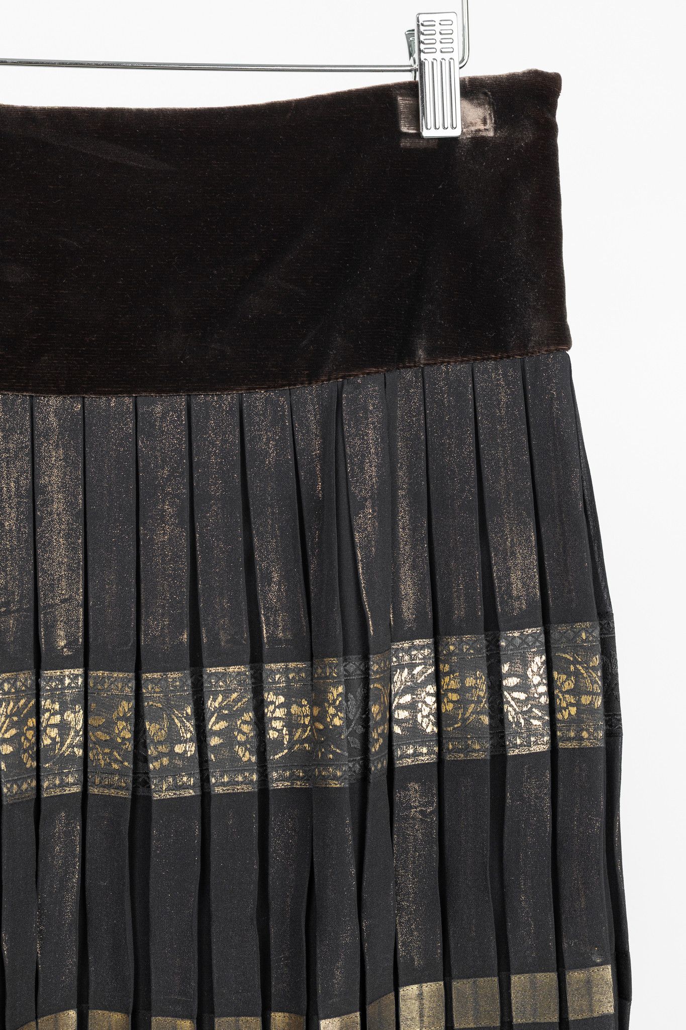 Jean Paul Gaultier Jean Paul Gaultier Silk Foil Pleated Lace-Hem Midi Skirt Size 30" / US 8 / IT 44 - 5 Thumbnail