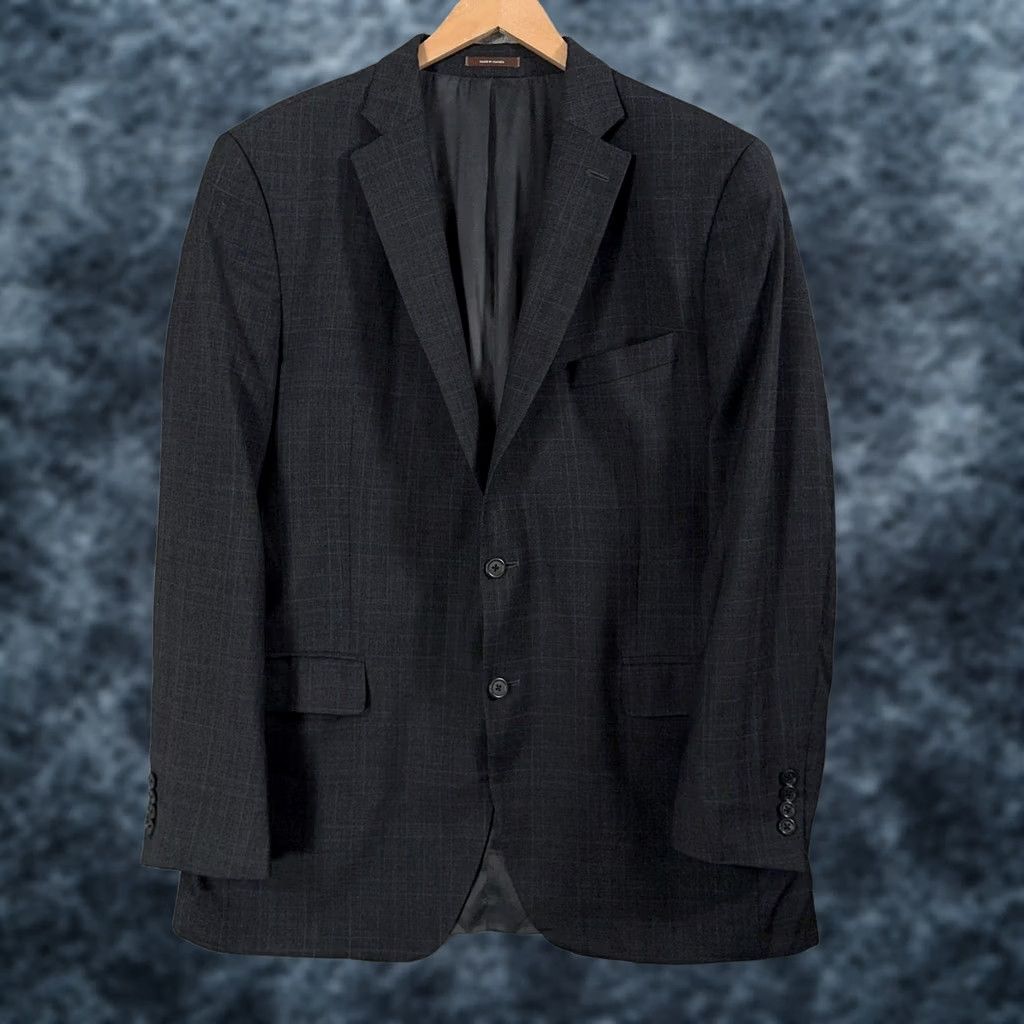 Peter Millar Peter Millar Wool Blazer 44T Long Gray Blue Plaid Suit Jacket Canada Sport Coat Mens Size 44R - 1 Thumbnail