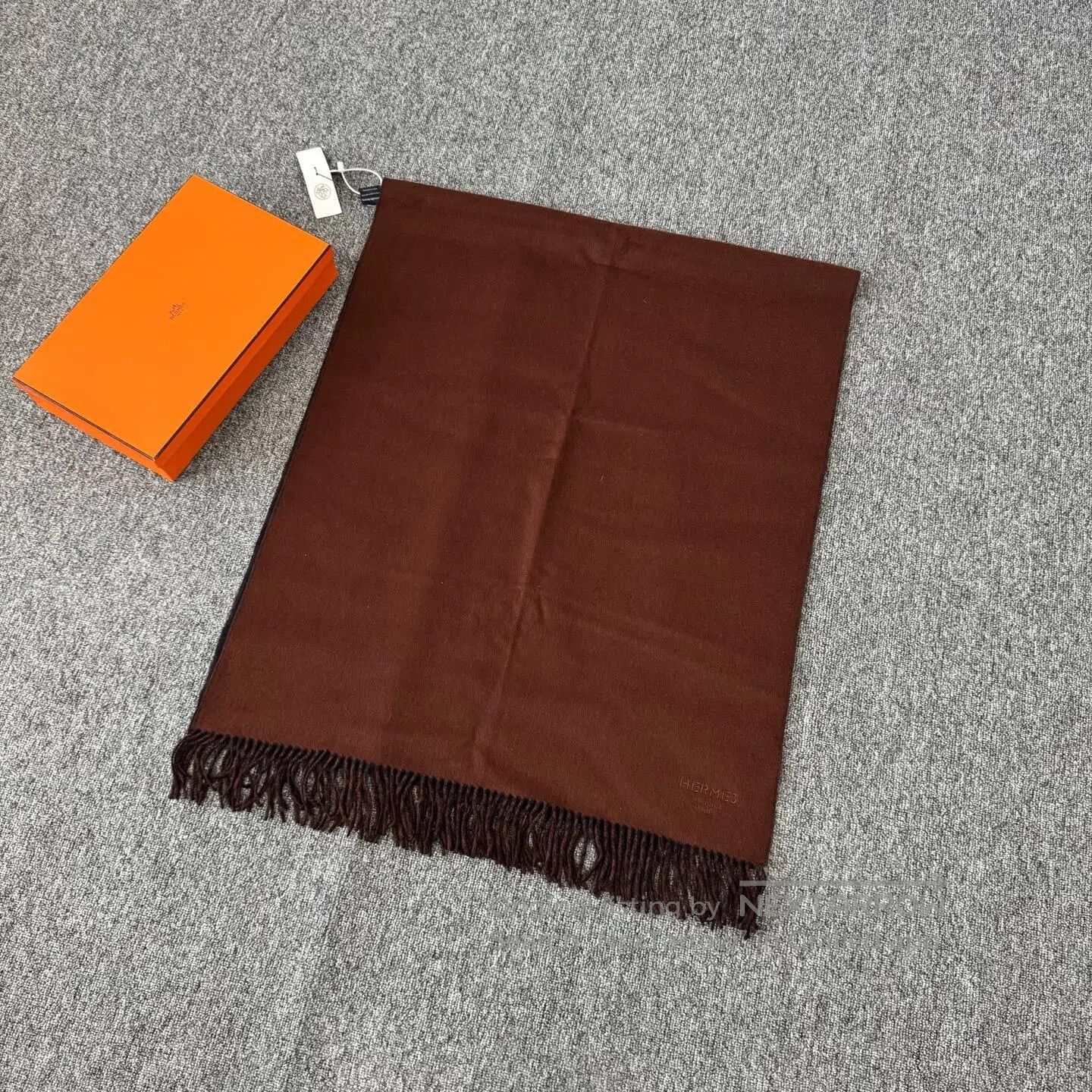 Hermes Hermes Brown-black double-sided cashmere scarf| Size ONE SIZE - 1 Thumbnail