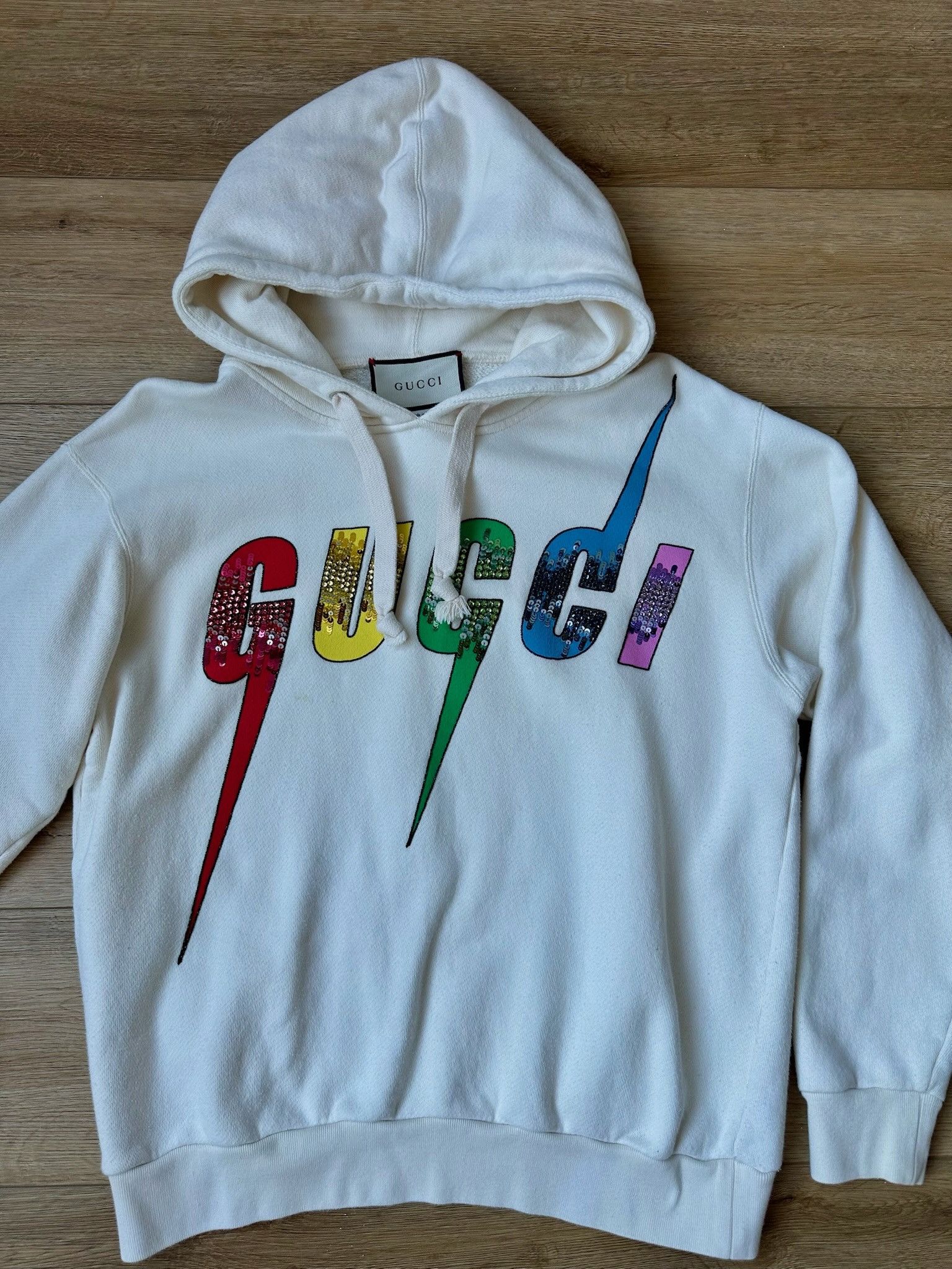 Gucci 🔥[SALE]🔥 Gucci Blade Logo And Sequins Tops White Hoodie Size XS / US 0-2 / IT 36-38 - 8 Thumbnail