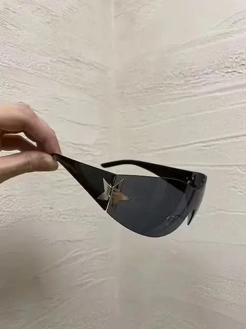 Japanese Brand × Vintage Vintage Black Chrome Star Y2K glasses Sunglasses Size ONE SIZE - 2 Thumbnail