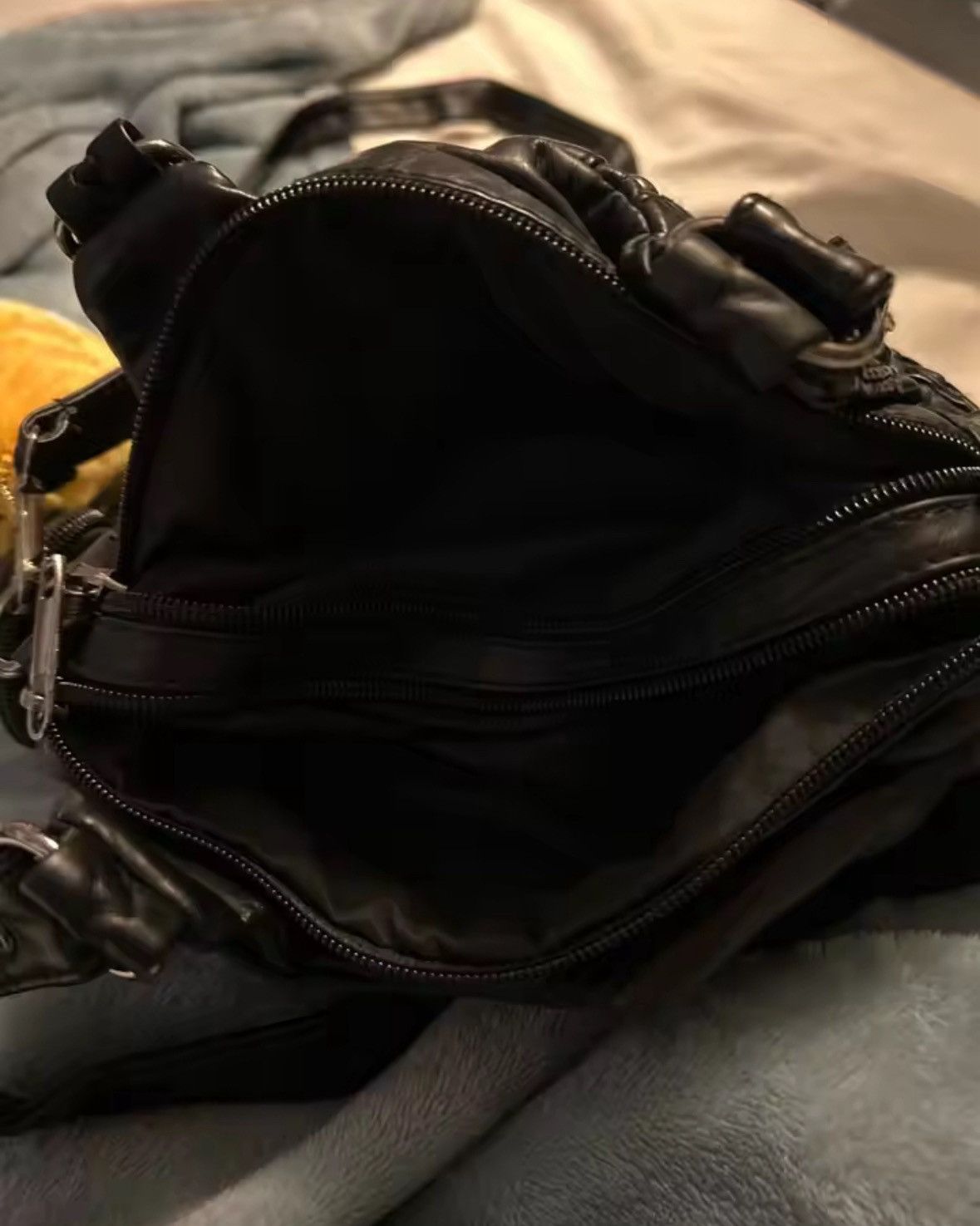 Japanese Brand Leather Tote Bag Large Capacity Rivet Motorcycle Handbag Size ONE SIZE - 3 Thumbnail