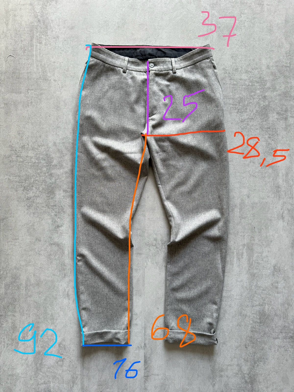 Designer RECYCLED Wool Pants Grey Trousers Uniform For DEDICATED Mens Size US 26 / EU 42 - 8 Thumbnail