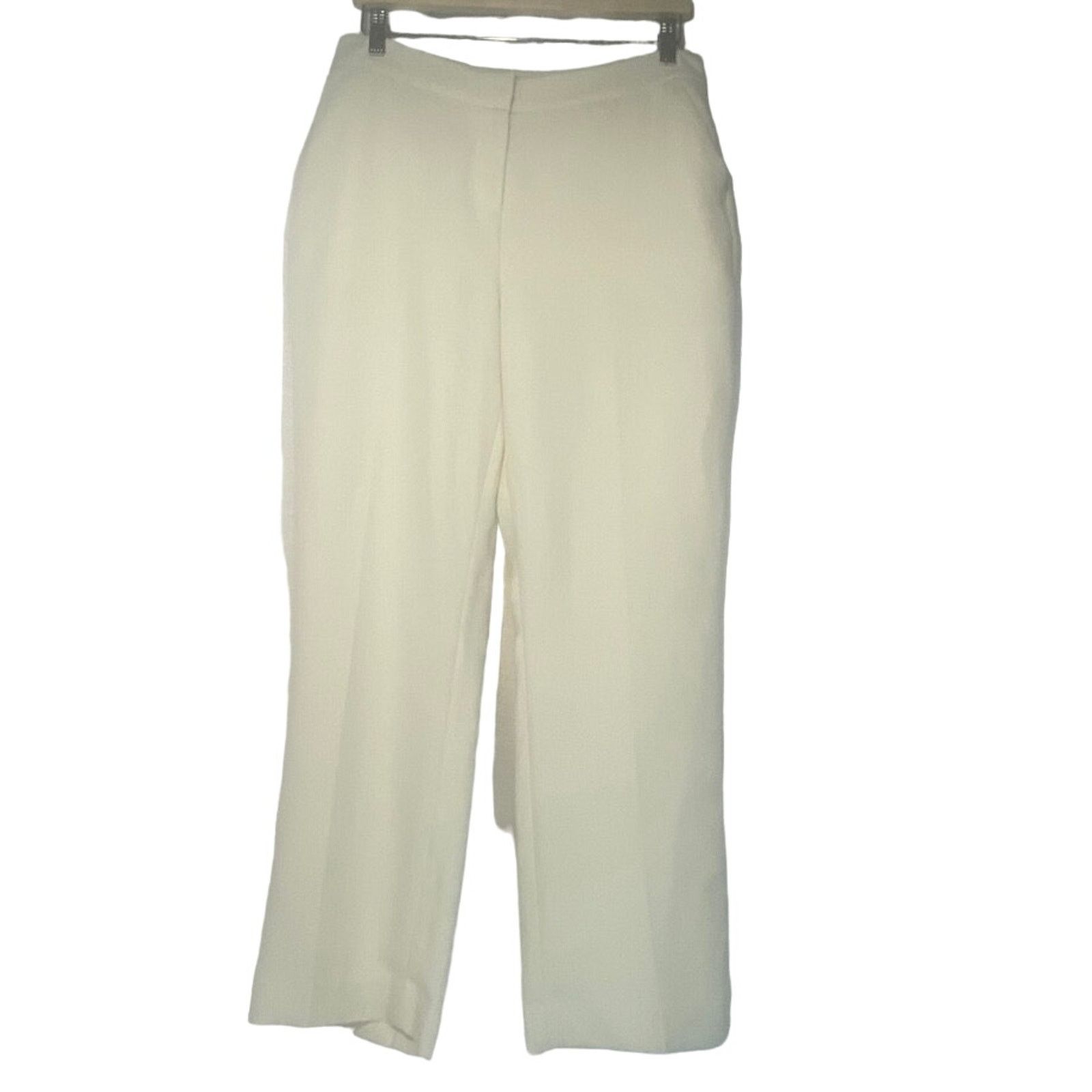 Halston H by Halston white Polyester Dress Pants women sz 10 Size 32" / US 10 / IT 46 - 1 Thumbnail