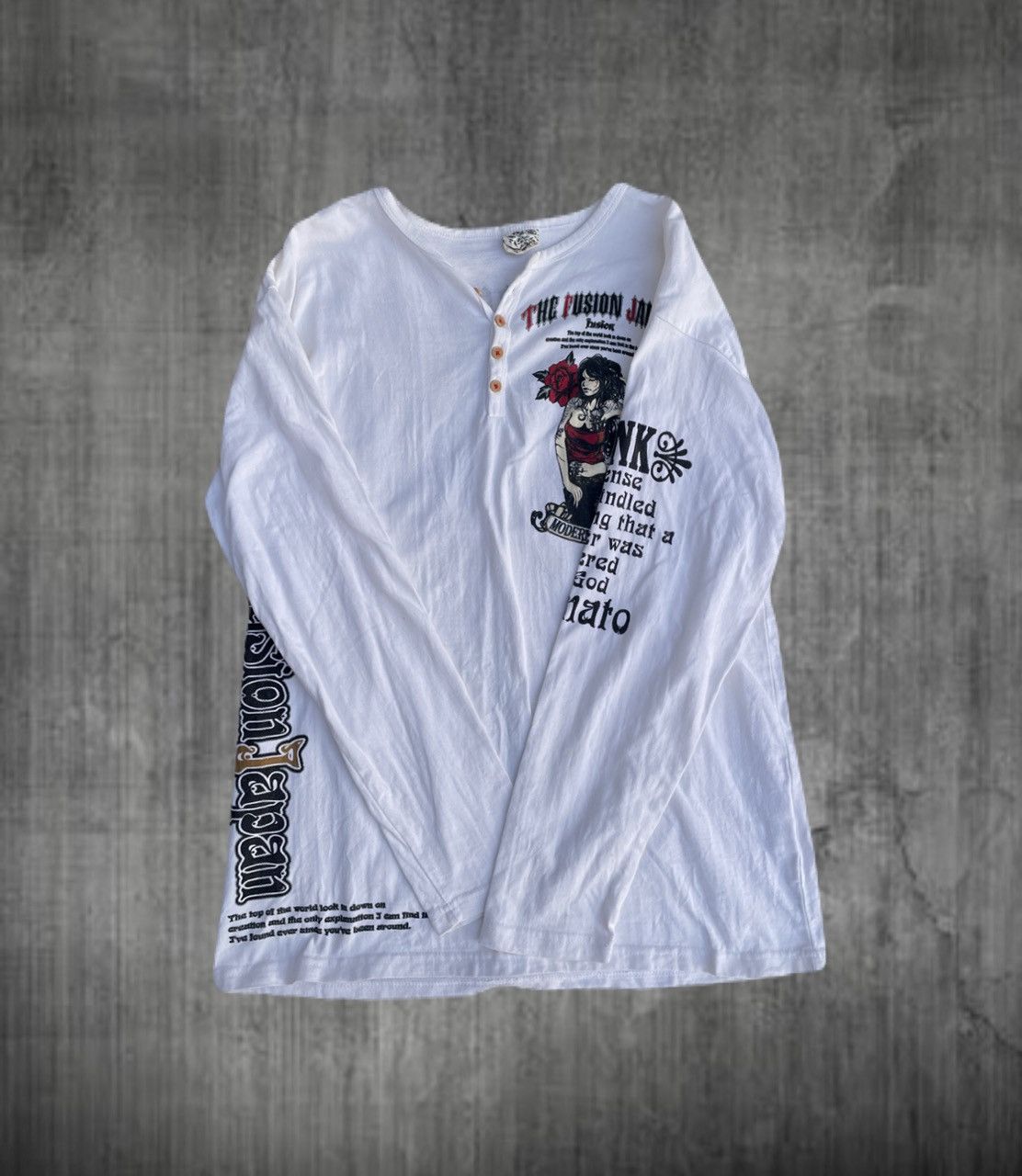 If Six Was Nine 2000s Japanese archive Yakuza girl Sukajan Long Sleeve Tee Size US L / EU 52-54 / 3 - 1 Thumbnail