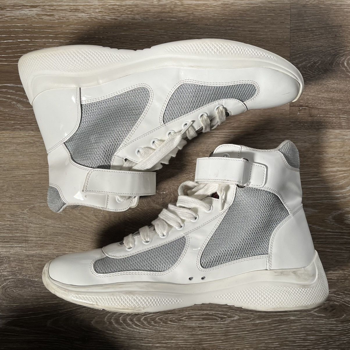 Prada white high top prada cup sneakers Size US 8.5 / EU 41-42 - 3 Thumbnail