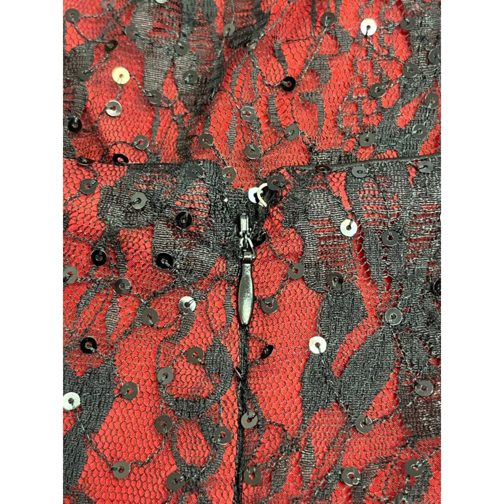 Le Chateau A | Red Black Lace Sequin Dress Size S / US 4 / IT 40 - 4 Thumbnail