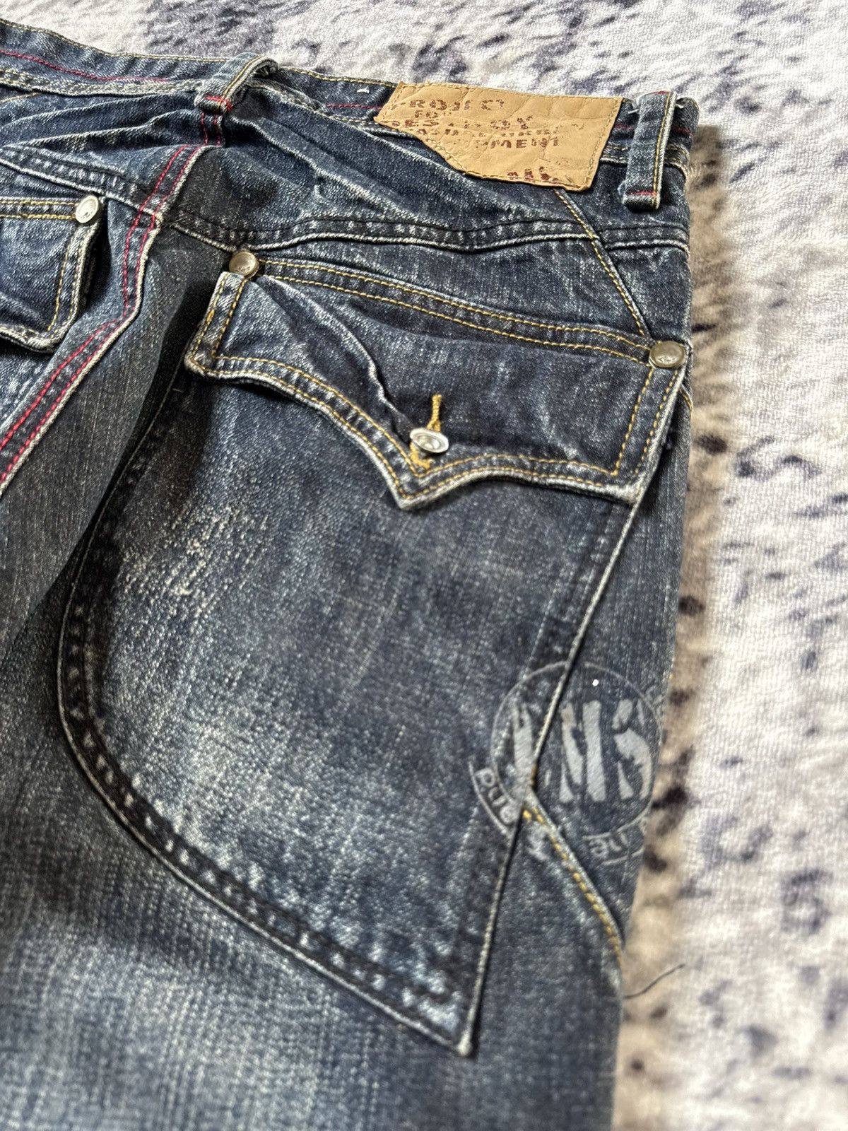 Japanese Brand Lemans Japan Claw Mark Whiskers Shadow Wash Jeans Size US 29 - 14 Thumbnail