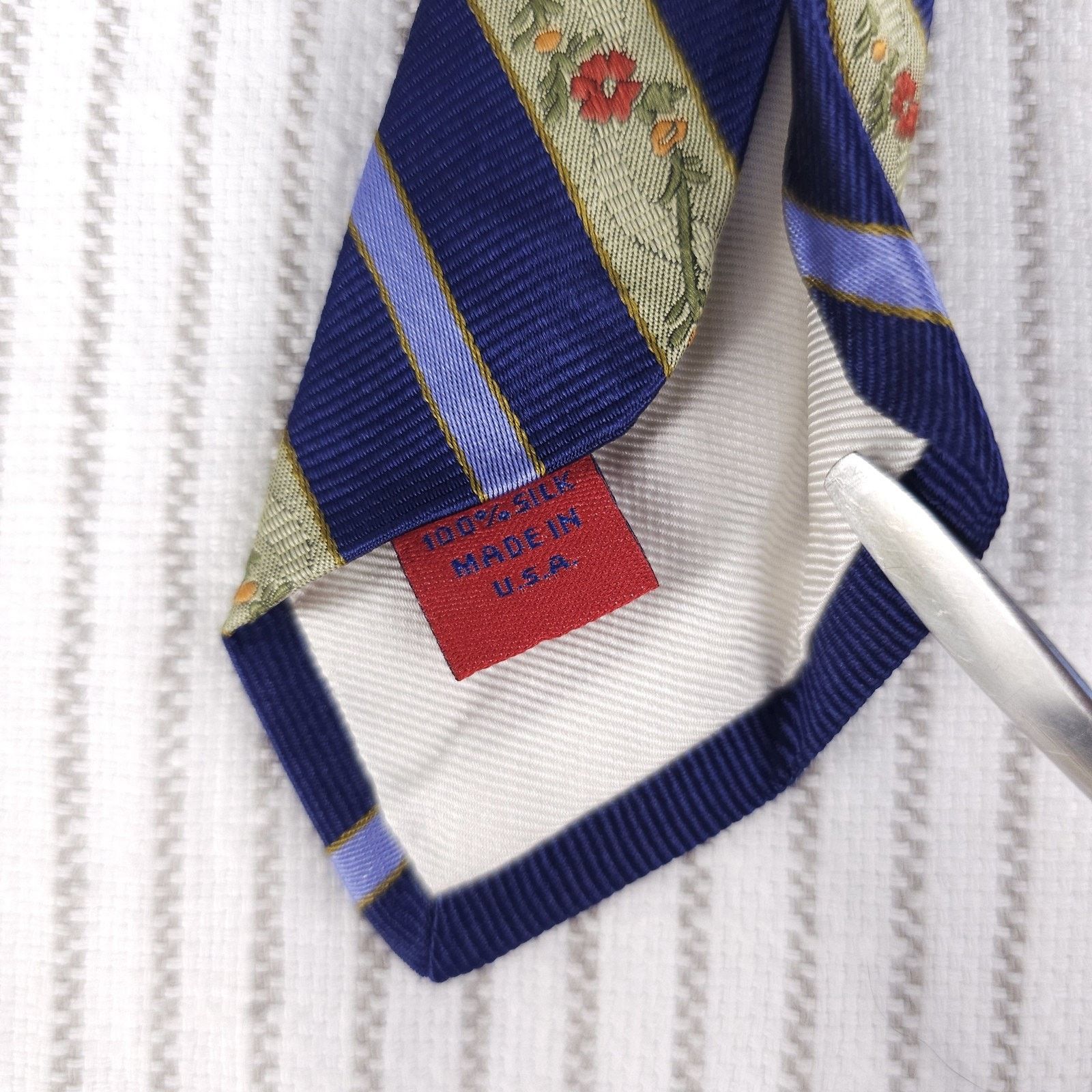 Robert Graham ROBERT GRAHAM Tie Silk Blue Green Diagonal Striped Repp Size ONE SIZE - 10 Thumbnail