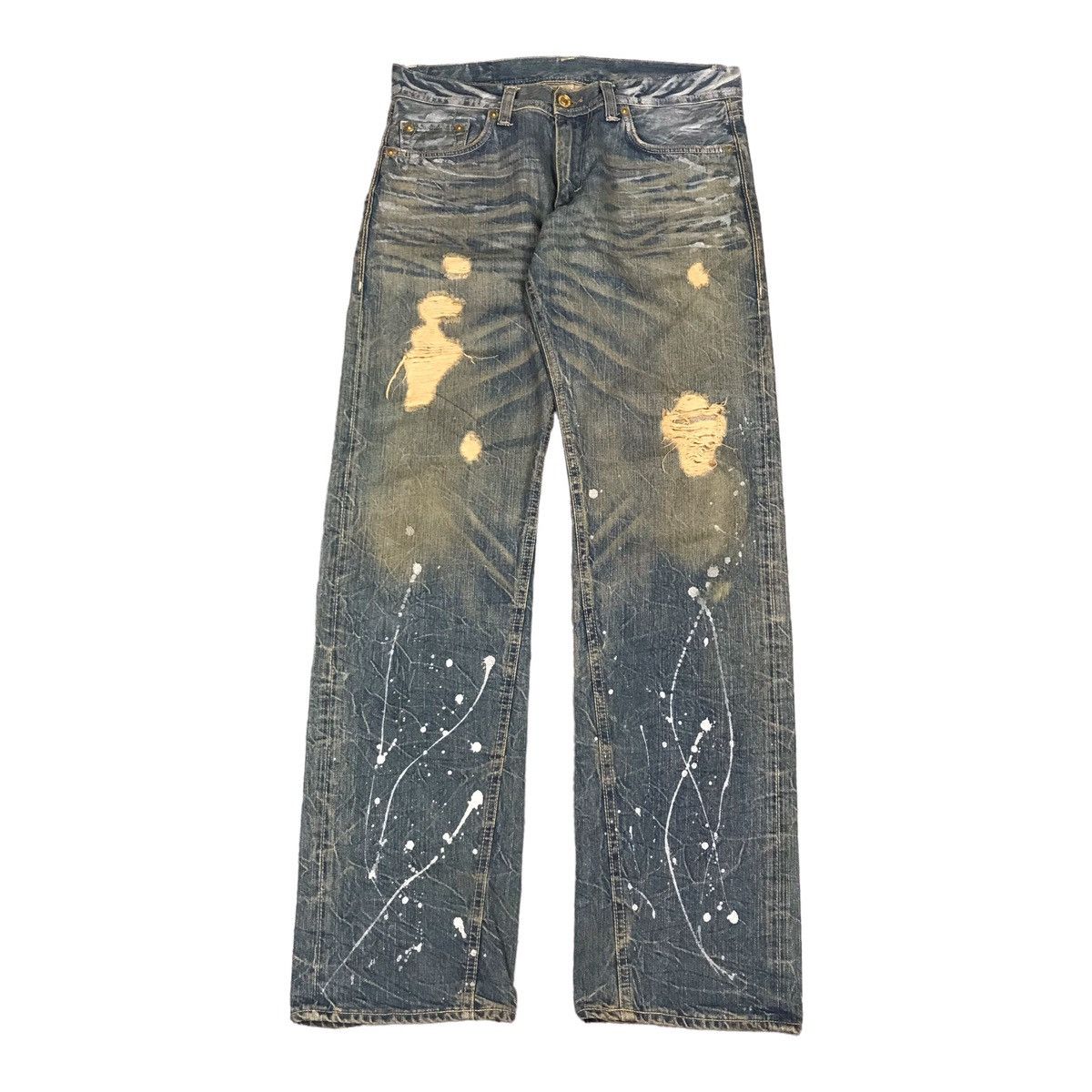 If Six Was Nine × Le Grande Bleu (L.G.B.) DENIM CARFT RUSTY DISTRESSED PAINT STYLE JAPAN JEANS PANTS Size US 32 / EU 48 - 1 Thumbnail