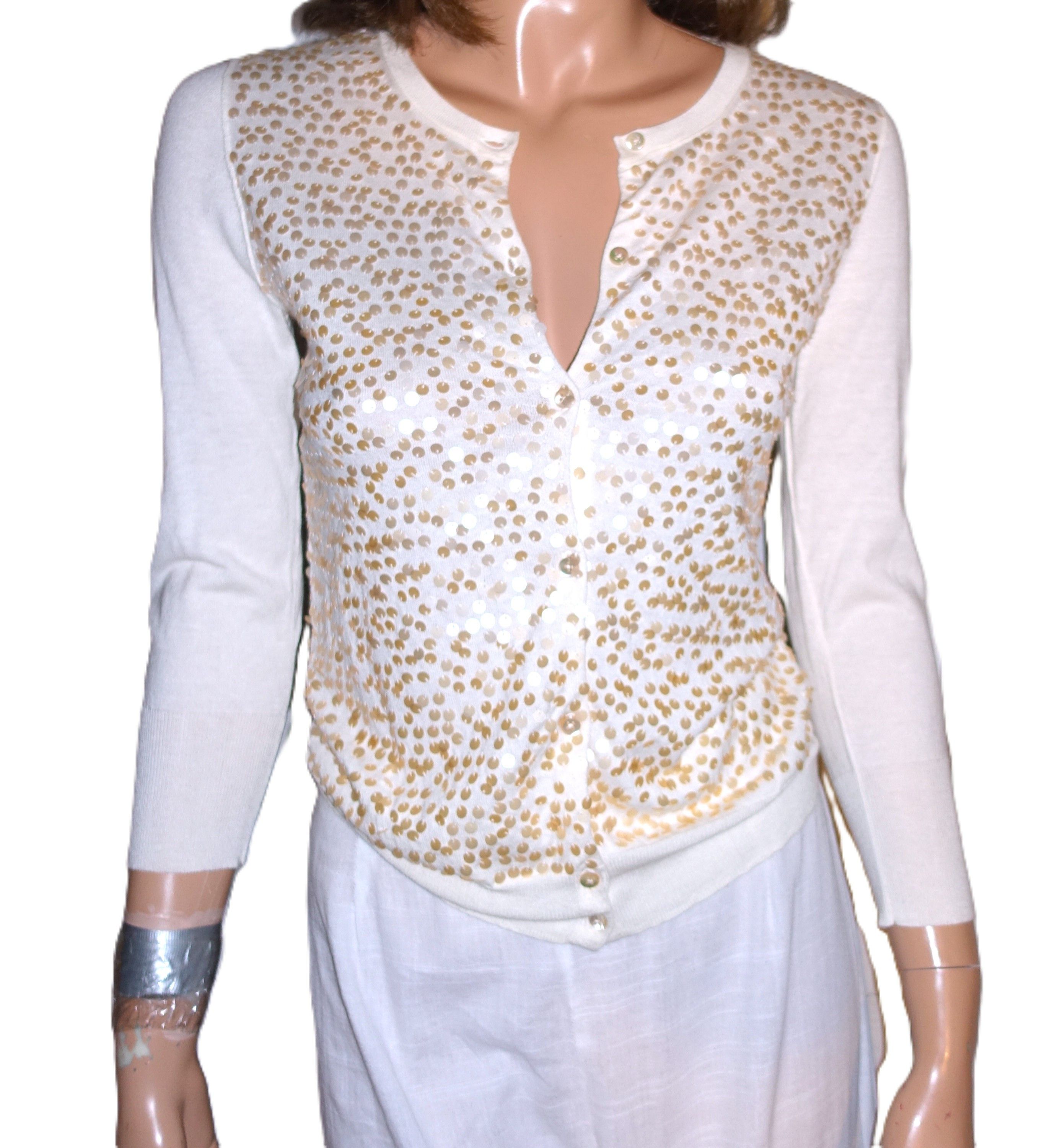 J.Crew J. Crew Off White Sequin Cardigan XS NWOT Size XS / US 0-2 / IT 36-38 - 1 Thumbnail