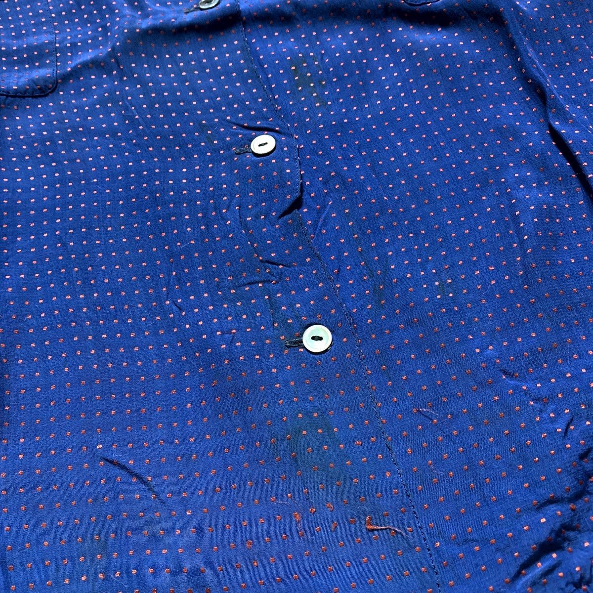 BIGI Vtg 80s Bigi Shirt Blue Polka Double Pocket Shirt Size L / US 10 / IT 46 - 12 Thumbnail