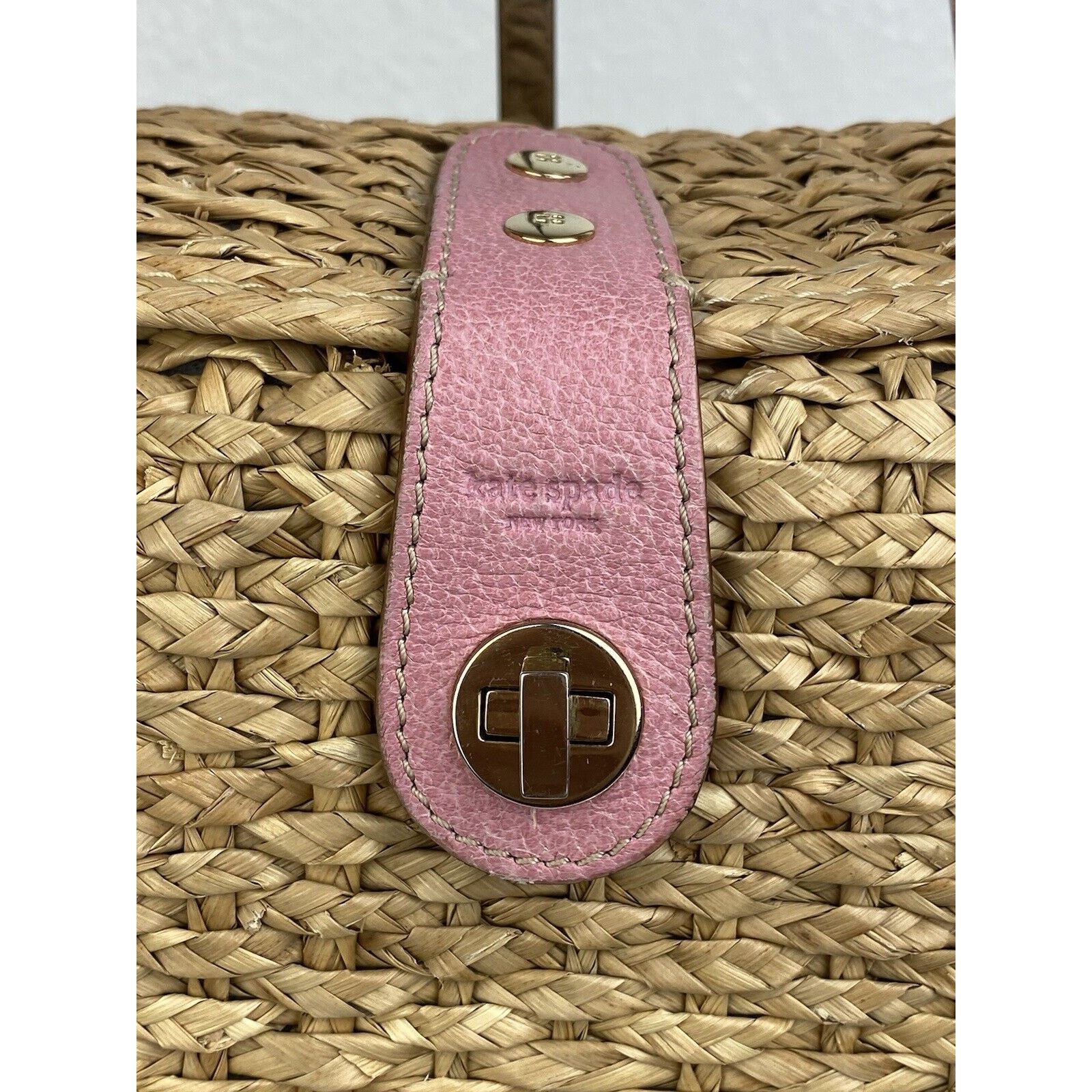 Kate Spade Kate Spade Straw Picnic Wine Bag Purse Basket Pink Leather Size ONE SIZE - 3 Thumbnail
