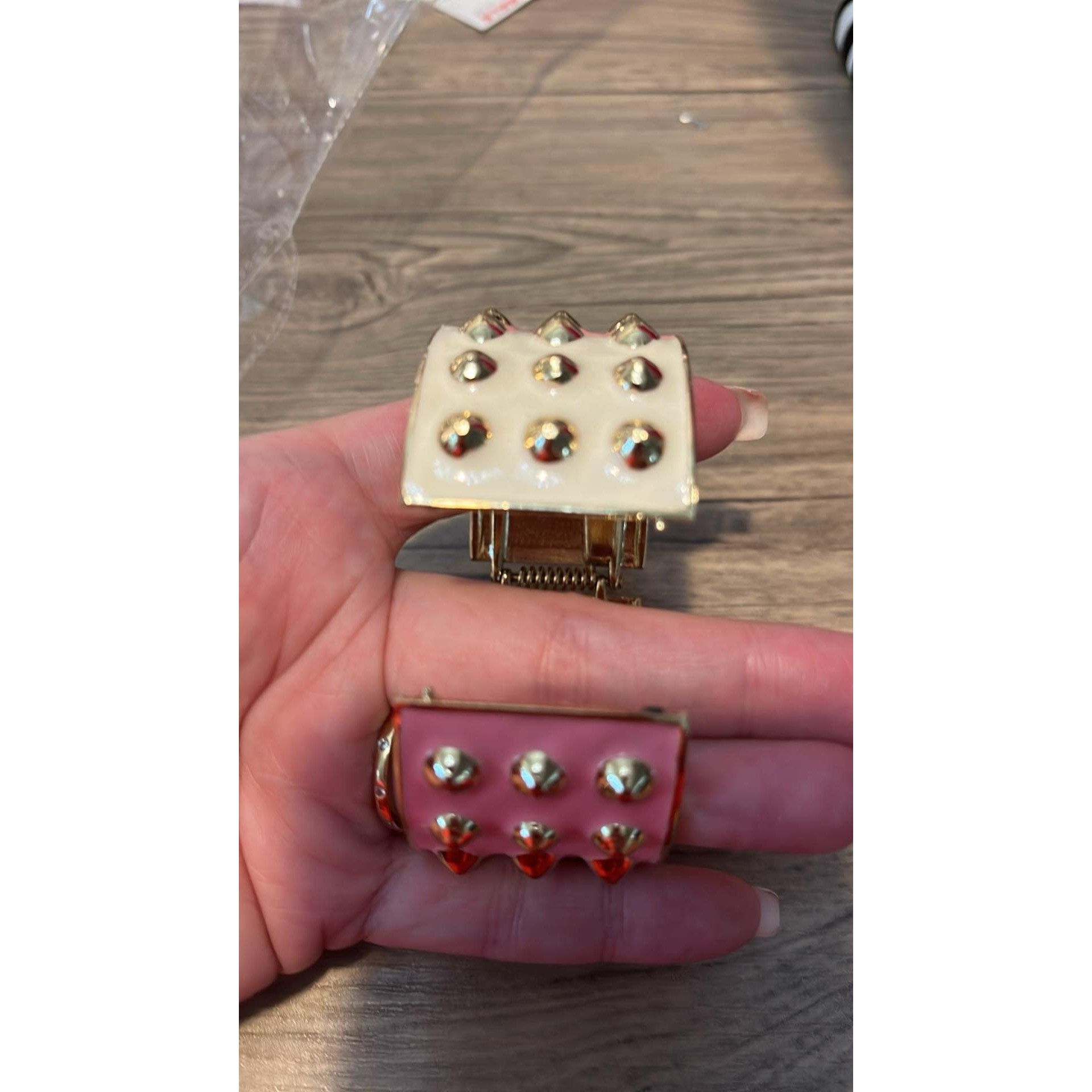 Other Pink/white spike Clamper Bangle Brass Bracelet Size ONE SIZE - 2 Thumbnail