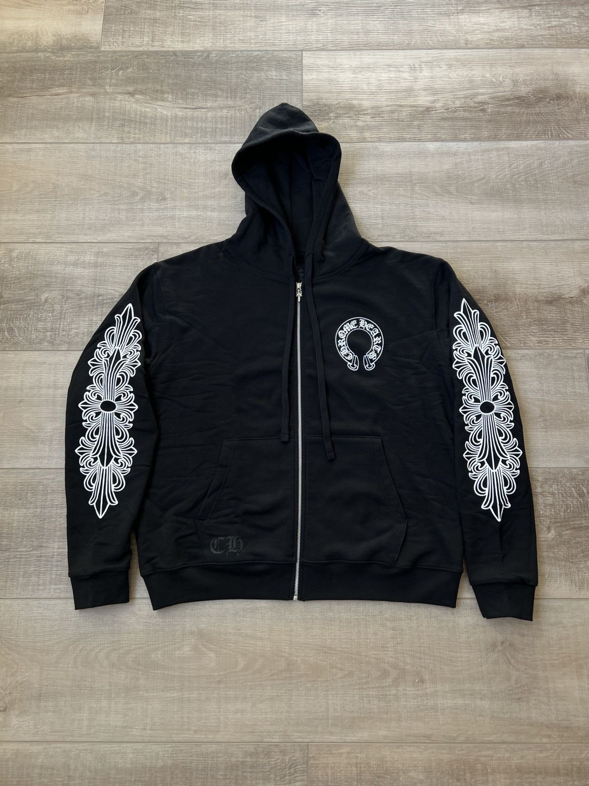 Chrome Hearts Horseshoe Floral Zip Up Hoodie | Grailed