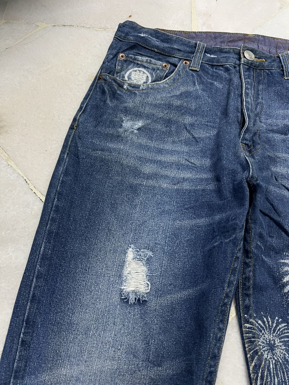 Japanese Brand 💥Rare Japanese Brand Sukajan Distress Jean Size US 33 - 7 Thumbnail
