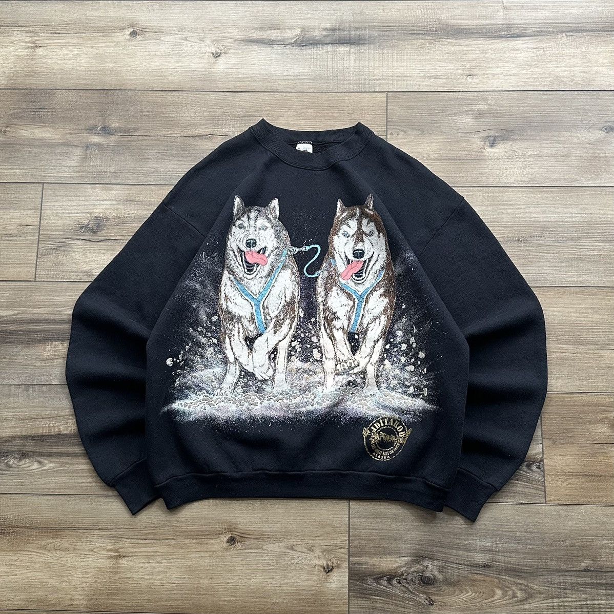 Fruit Of The Loom Vintage 1993 Iditarod Dog Sled Race Puff Print Crewneck Size US XL / EU 56 / 4 - 1 Thumbnail