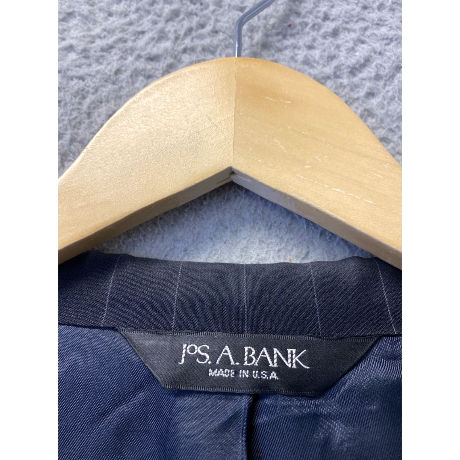 Jos. A. Bank JOS A BANK Blazer Jacket Men 46R Black Stripes Wool 2 Button 2 Vent Notch Lapel Short Regular" Size 46R - 3 Thumbnail