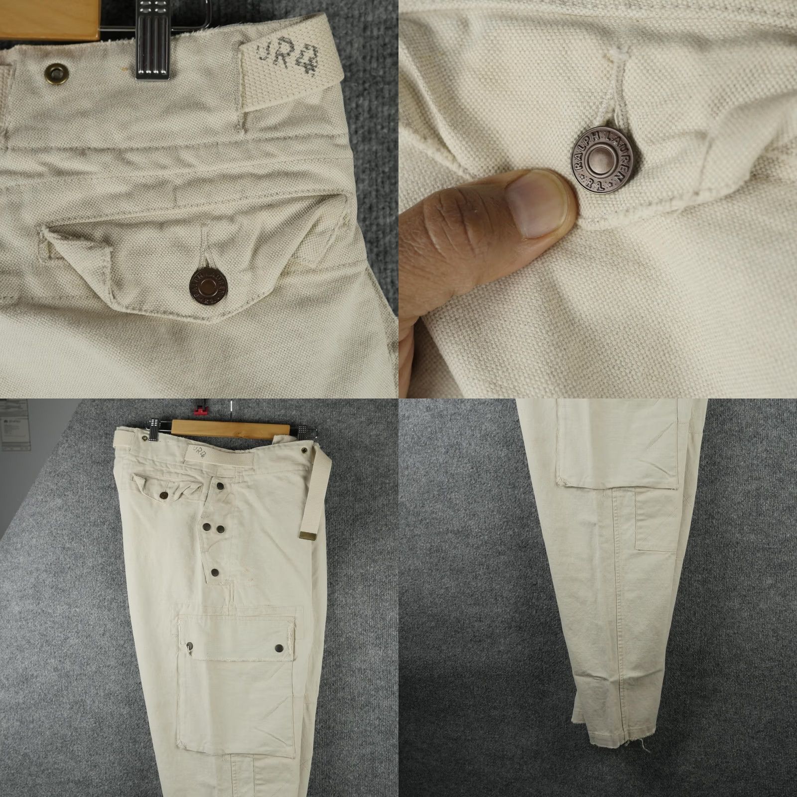 Ralph Lauren RRL Ralph Lauren Pants Mens 36x32 Beige Cargo Canvas Linen Utility Baggy Relaxed Straight Front Button Fly Pockets Cargo Pocket WW2 Inspired Size US 36 / EU 52 - 8 Thumbnail