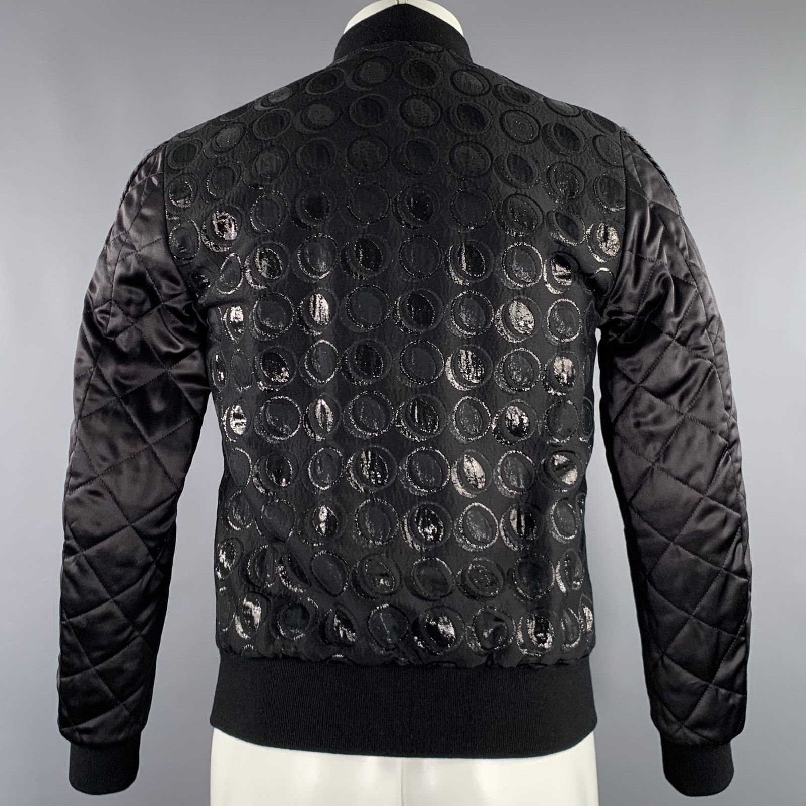 Dolce & Gabbana Size 34 Black Silver Circles Cotton Blend Bomber Jacket Size US M / EU 48-50 / 2 - 4 Thumbnail
