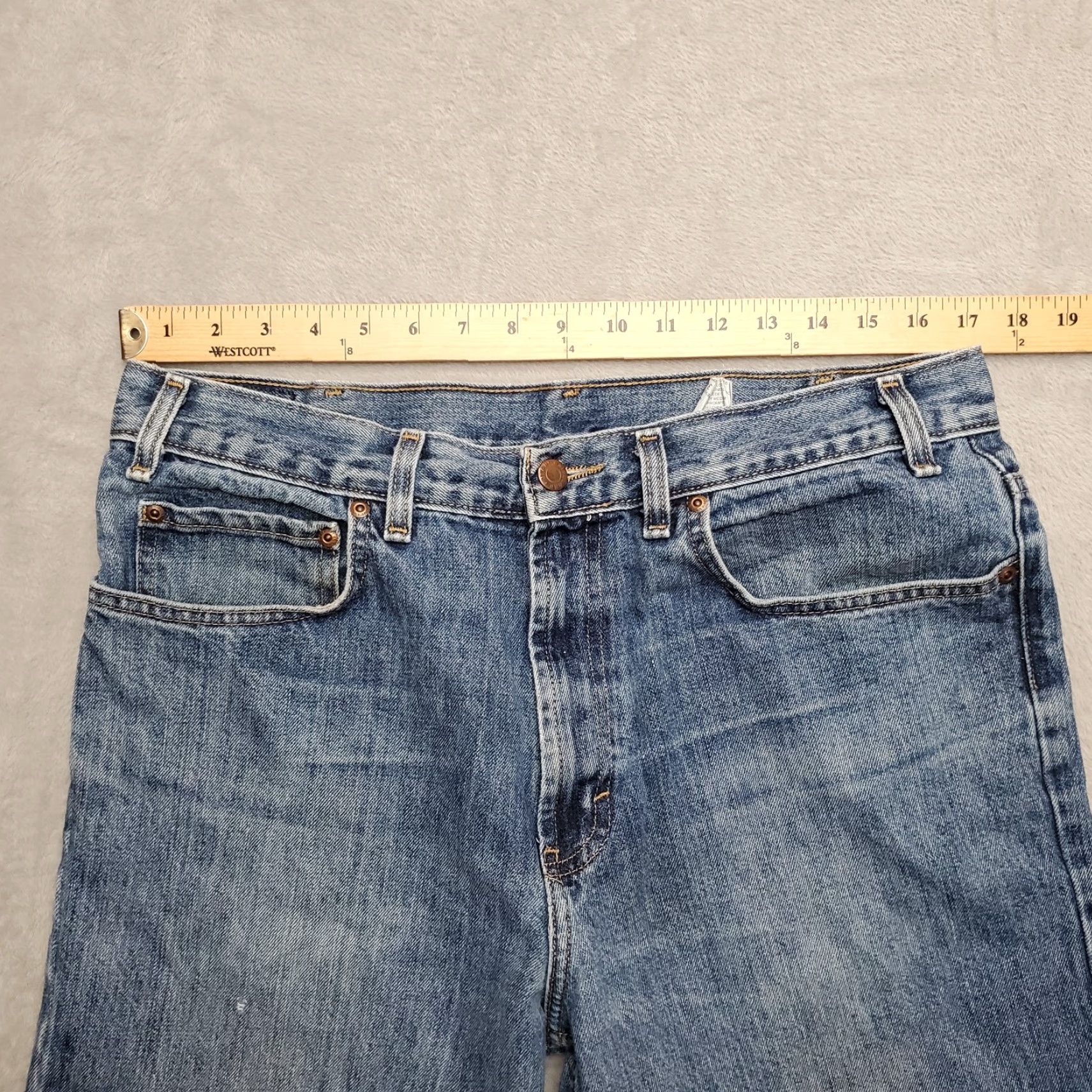 Denime Cutoff Shorts Men 34x8 Blue Denim Faded Grunge 100% Cotton Casual Bermuda Jorts Shirt (Blue) Mens 34in Waist Pocket Design 5-Pocket Denim Size US 34 / EU 50 - 3 Thumbnail