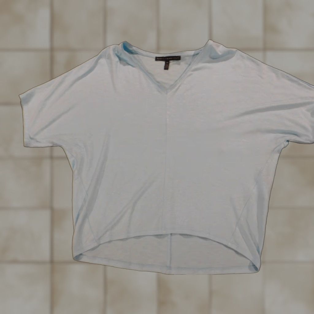 White House Black Market White House Black Market Blouse Womens XS blue V-Neck Pullover Short Sleeve Stretch Rayon Casual Regular Buttonless N/A Size XS / US 0-2 / IT 36-38 - 1 Thumbnail