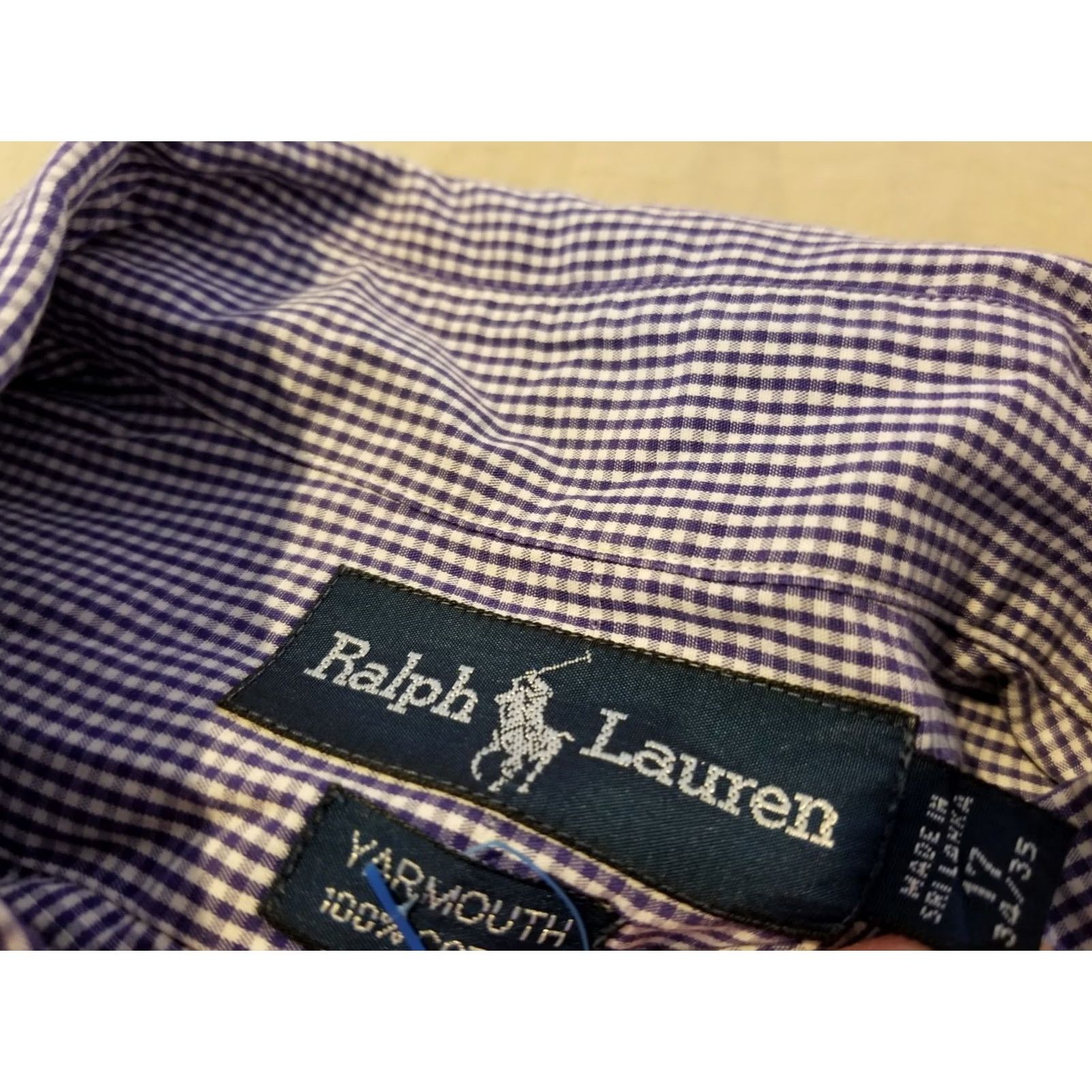Polo Ralph Lauren Mens Polo Ralph Lauren Dress Shirt 17 34 35 Blue Button Cotton Size 42R - 4 Thumbnail