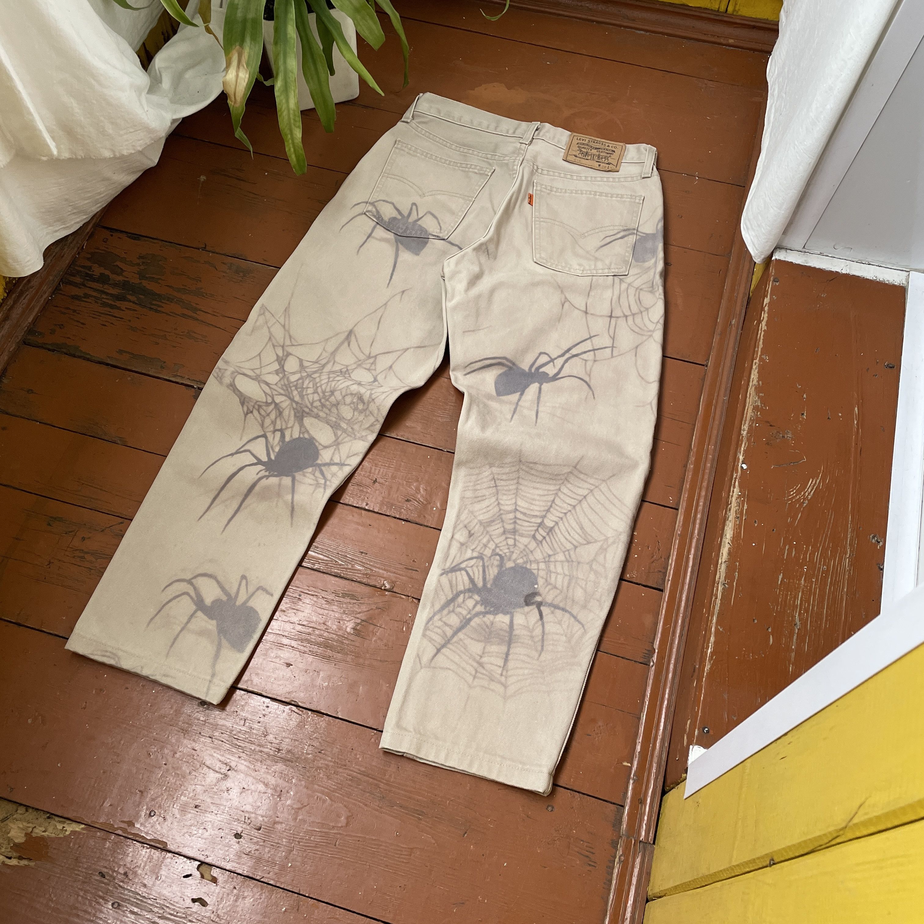 Custom Levi's Spider web opium Art Rare 1of1 faded