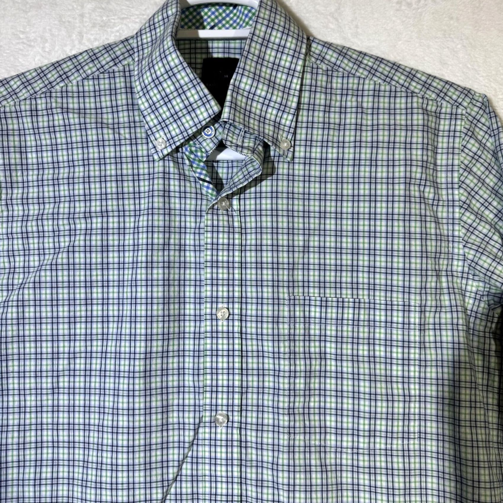 Tailorbyrd TAILORBYRD Men's Shirt Plaid Button-Down Long Sleeve Blue Green Embroidered Flamingo Pocket Cotton Regular M Size US M / EU 48-50 / 2 - 5 Thumbnail