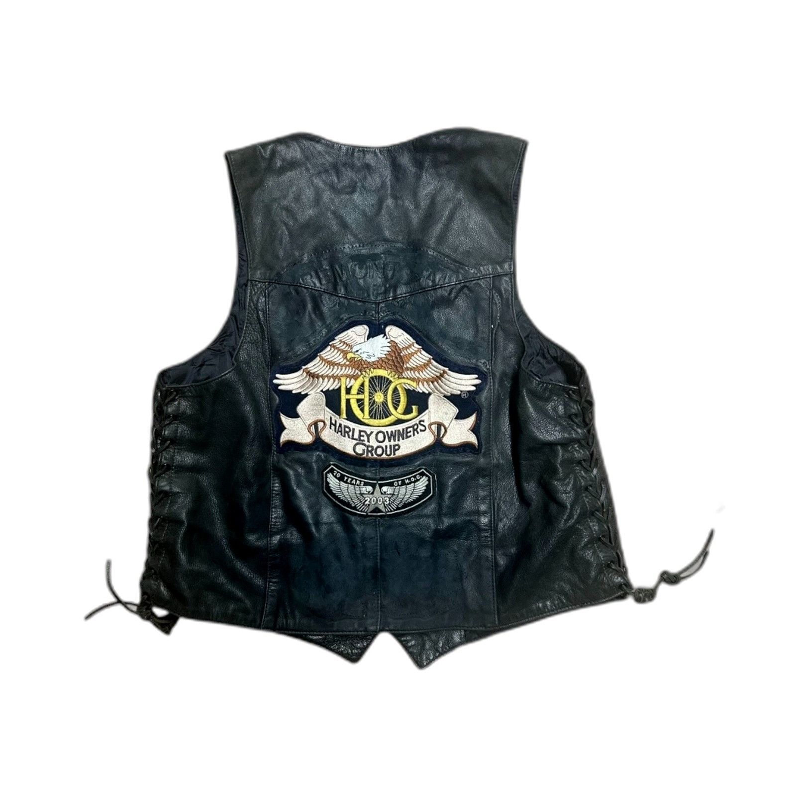 Vintage Vintage Harley Davidson Leather Vest Patches Biker Mens Larg Size US XXS / EU 40 - 2 Thumbnail