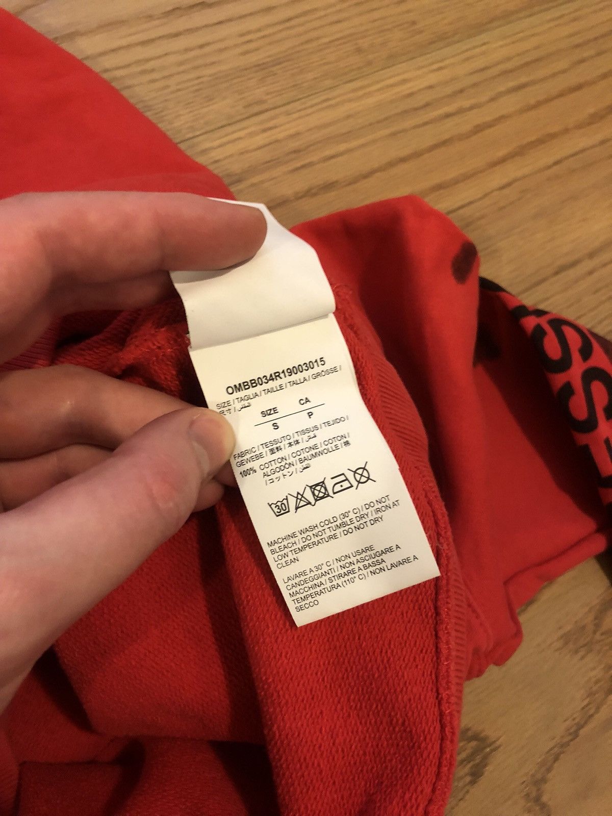 Off-White Off-White 19SS Diag Stencil Logo Hoodie Pullover Red/Black Size US S / EU 44-46 / 1 - 11 Thumbnail