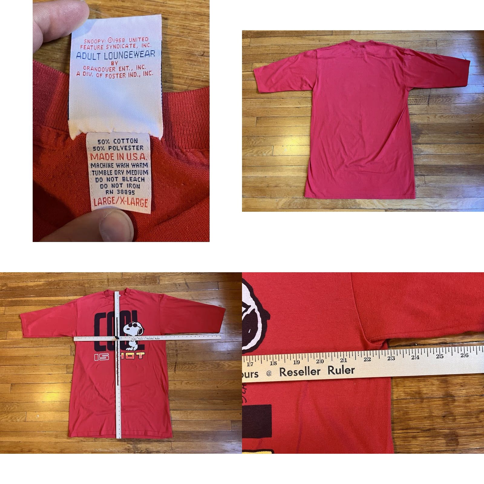 Vintage VINTAGE Snoopy Joe Cool Is Hot Sleep Shirt Women’s XL Red Nightgown Size XL / US 12-14 / IT 48-50 - 8 Thumbnail