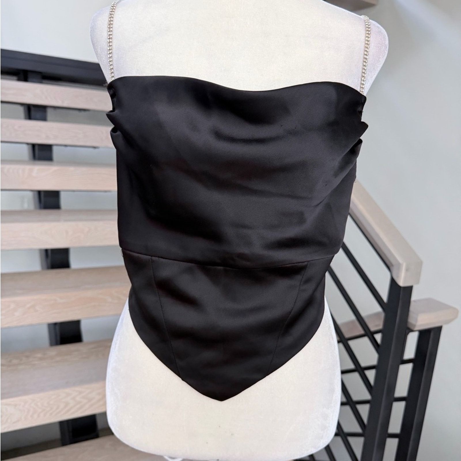 Other New Satin Black Top with Rhinestone size S Size S / US 4 / IT 40 - 5 Thumbnail