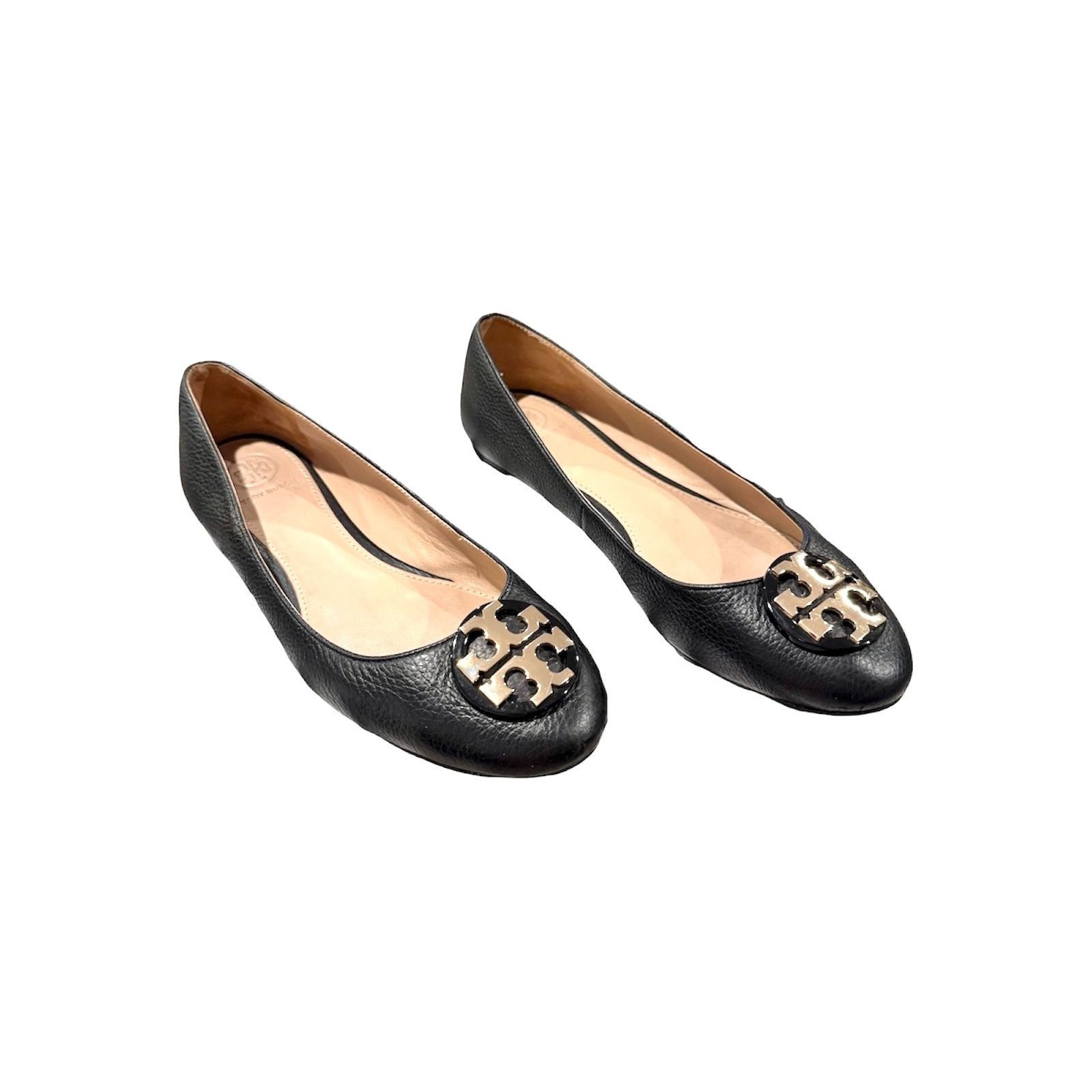 Tory Burch TORY BURCH Claire Ballet Flats Black Leather Gold Logo Size Size US 8 / IT 38 - 1 Thumbnail