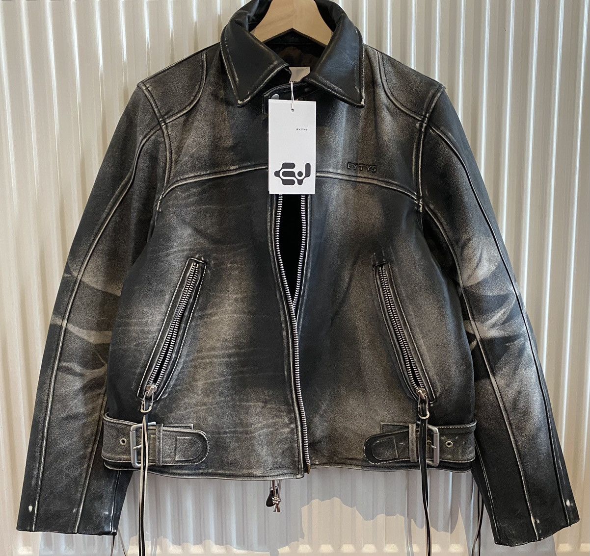 SSENSE Exclusive Black Flux Leather Jacket by EYTYS on Sale