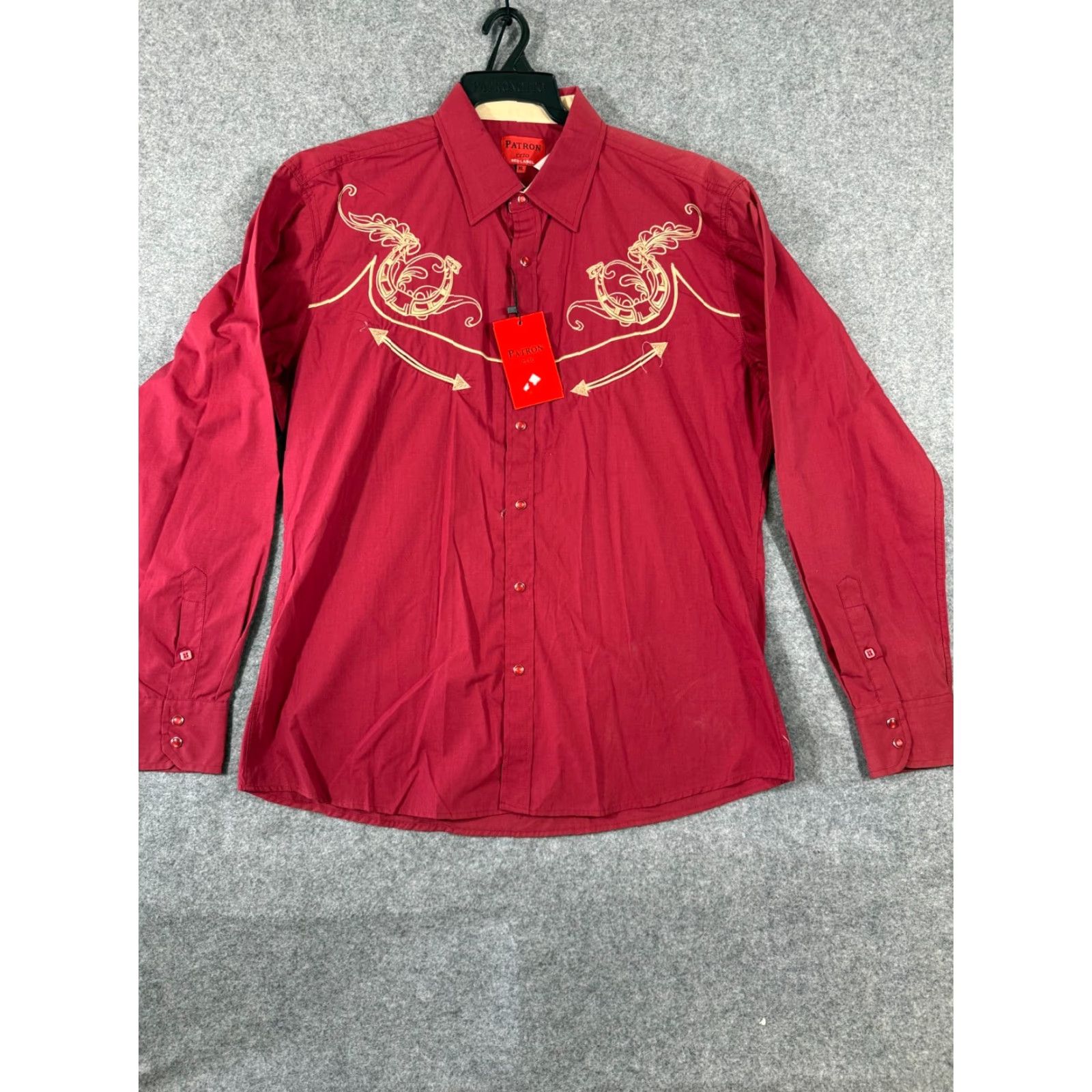 Vintage Patron Cito Red Label Western Shirt Mens XL Red Embroidered Pearl Snap NWT Size US XL / EU 56 / 4 - 3 Thumbnail