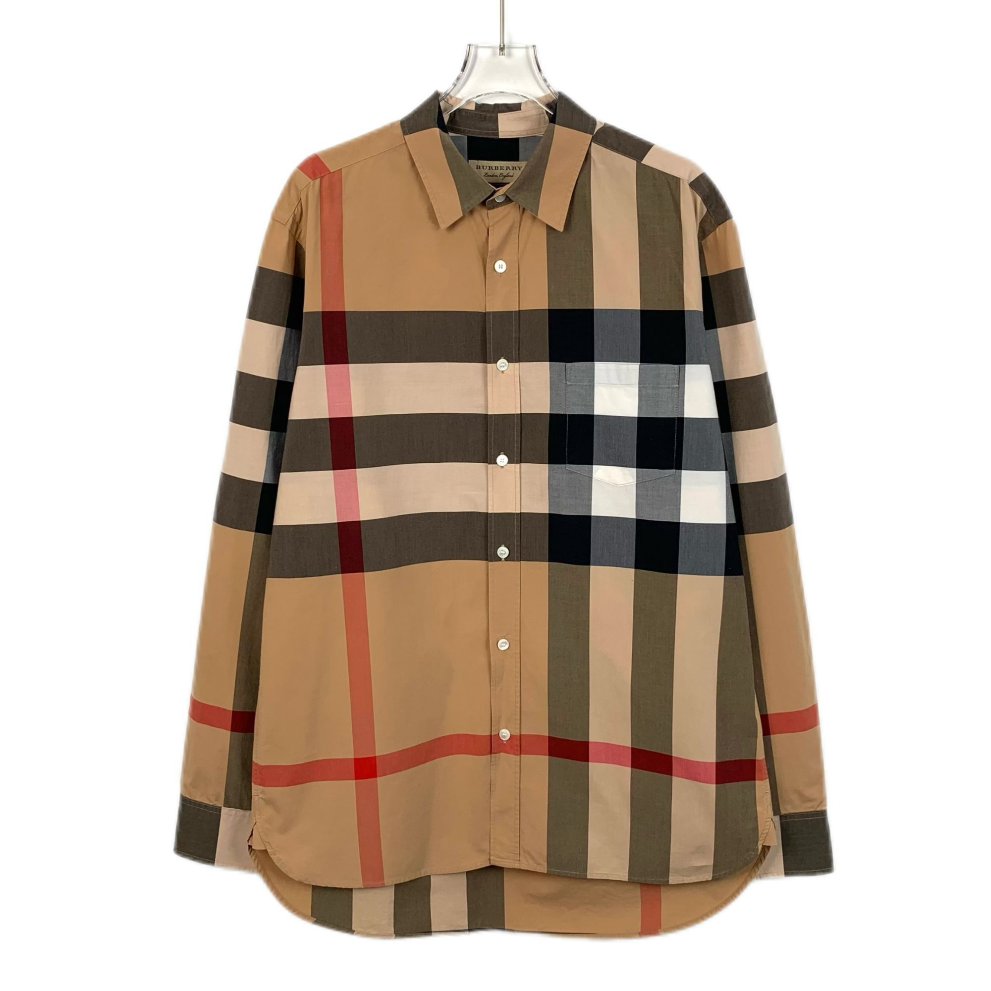 Burberry Burberry Mens Brown Classic Check Long Sleeve Shirt L 95% Co Size L / US 10 / IT 46 - 1 Thumbnail