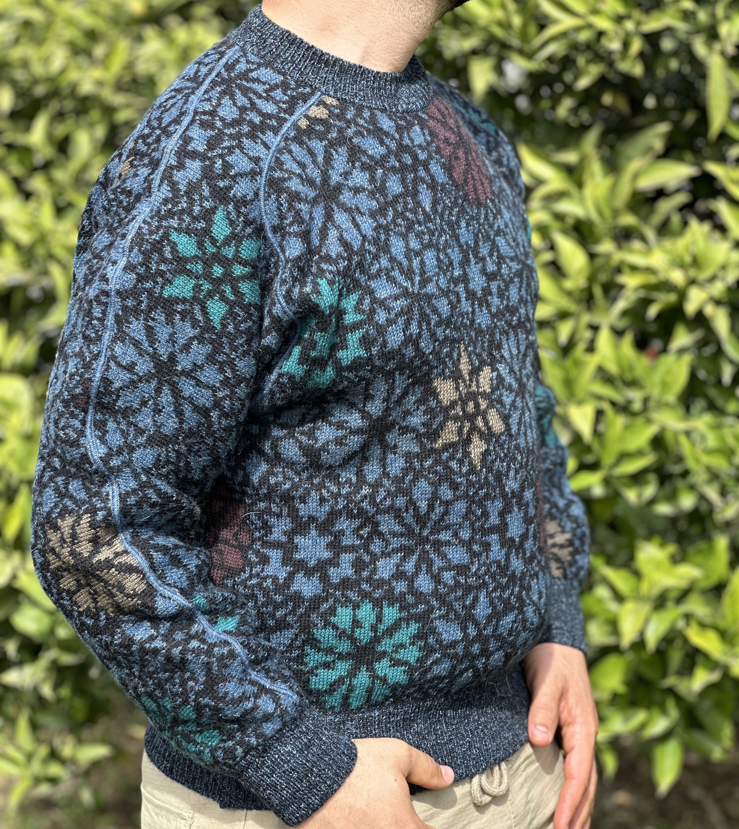 Missoni 90s Missoni Uomo Floral Knit Navy Cardigan Sweater Size M 50 Size US M / EU 48-50 / 2 - 6 Thumbnail