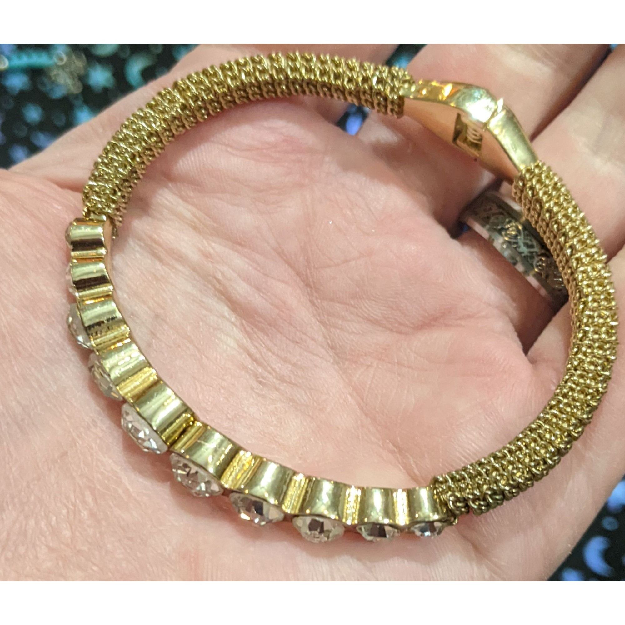 Other Gold Rhinestone Gemmed Statement Bracelet Size ONE SIZE - 8 Thumbnail