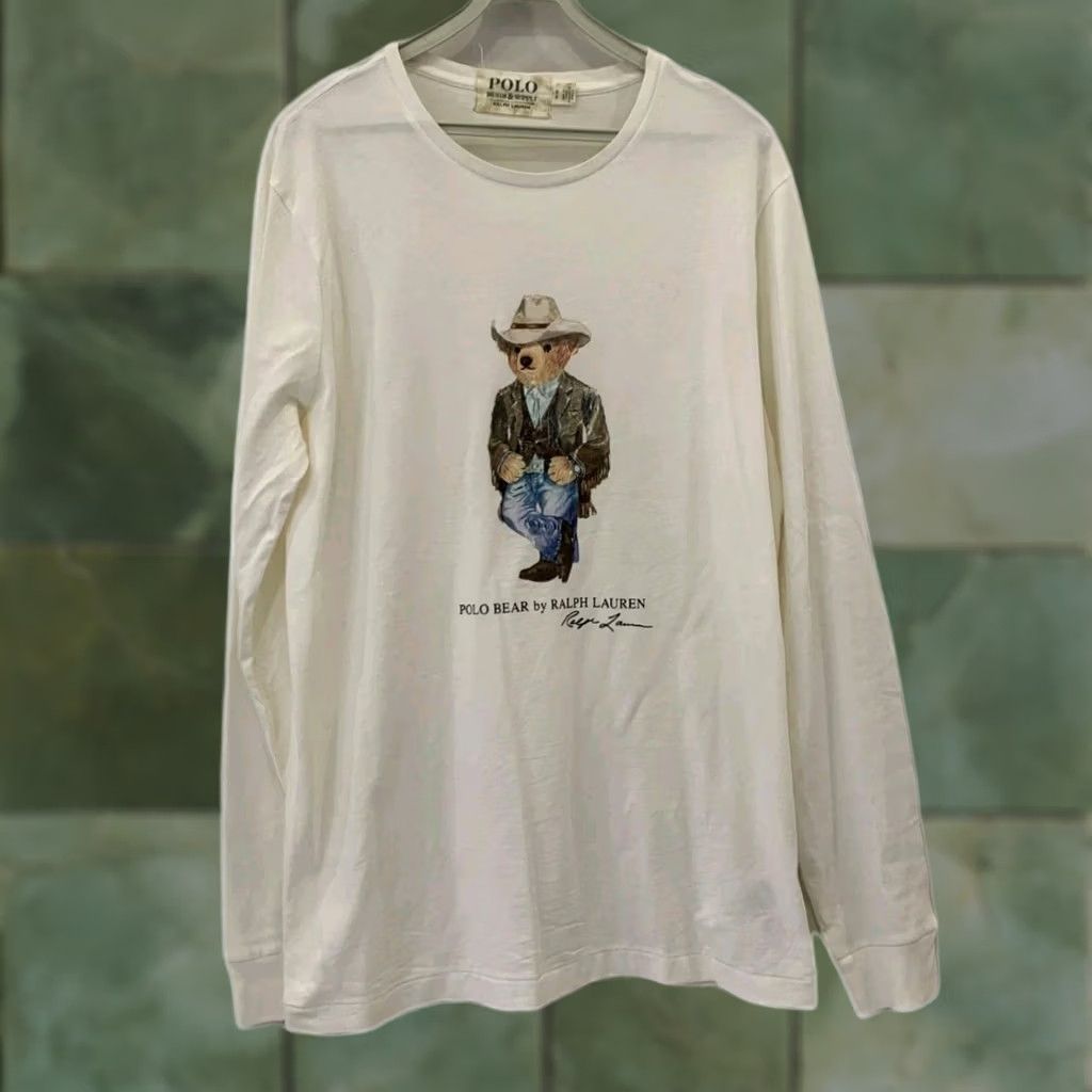 Ralph Lauren VINTAGE Ralph Lauren Polo Denim & Supply Cowboy Polo Bear Long Sleeve Shirt White M Men Size US M / EU 48-50 / 2 - 1 Thumbnail