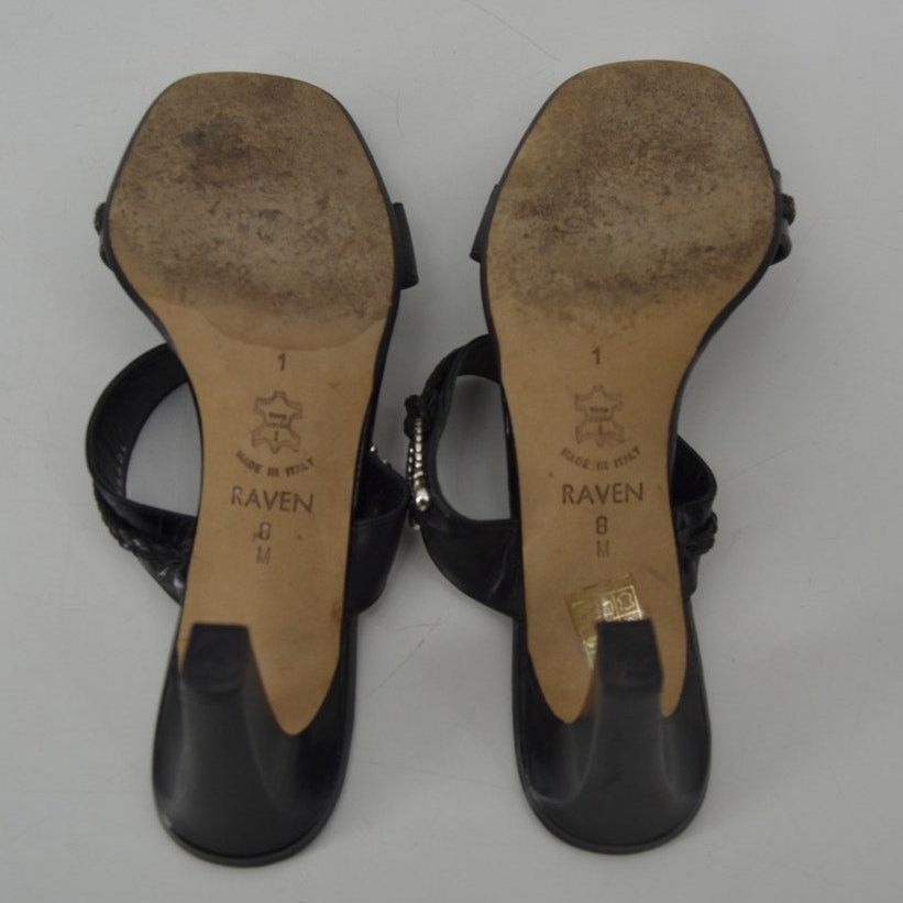 Brighton Brighton Raven Leather Black Slip On Heels Sandals Croc 8 M Size US 8 / IT 38 - 7 Thumbnail