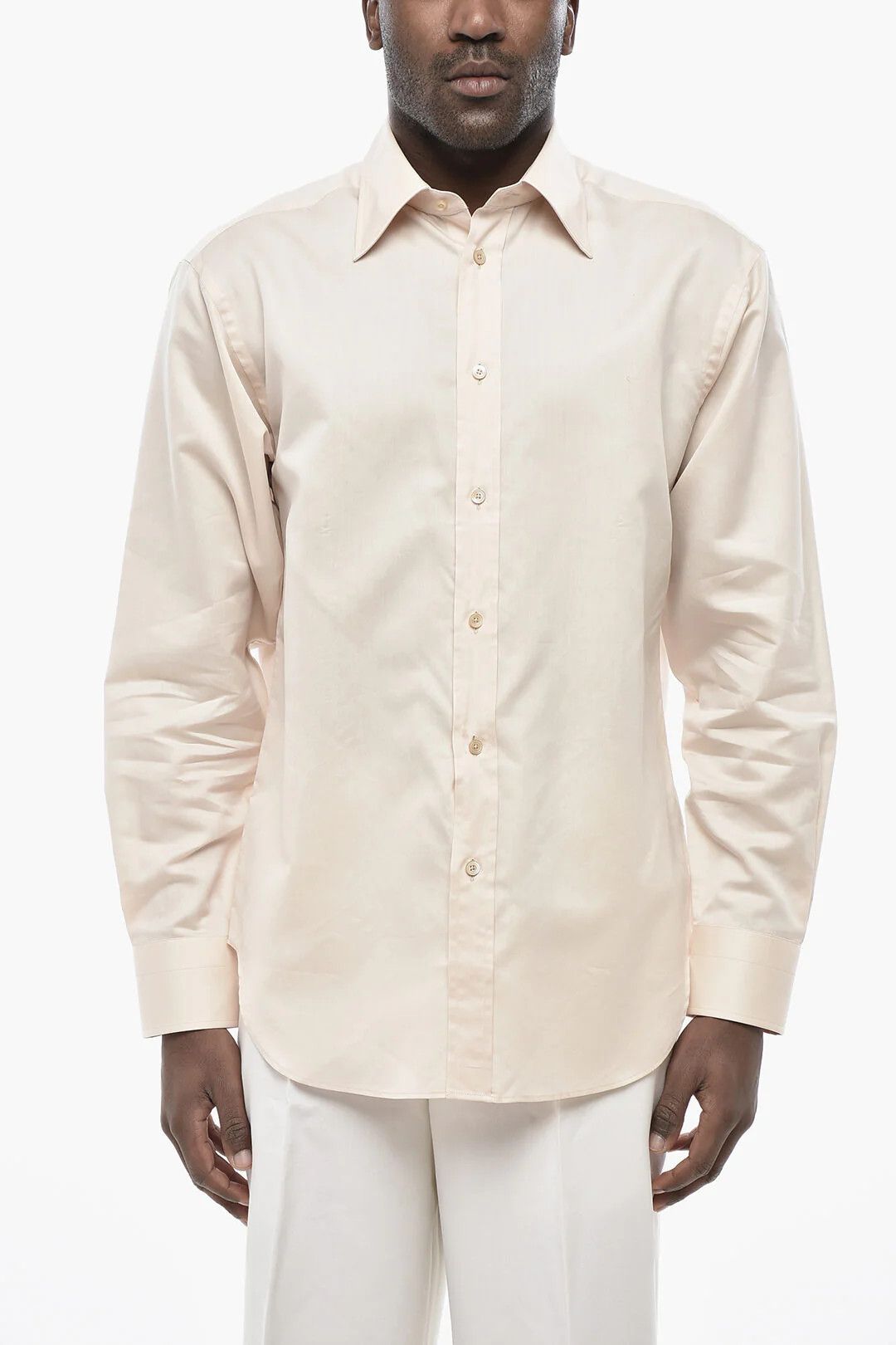 Tom Ford og1mm0426 Cotton & Silk Solid-Color Shirt in Pink Size US S / EU 44-46 / 1 - 1 Thumbnail