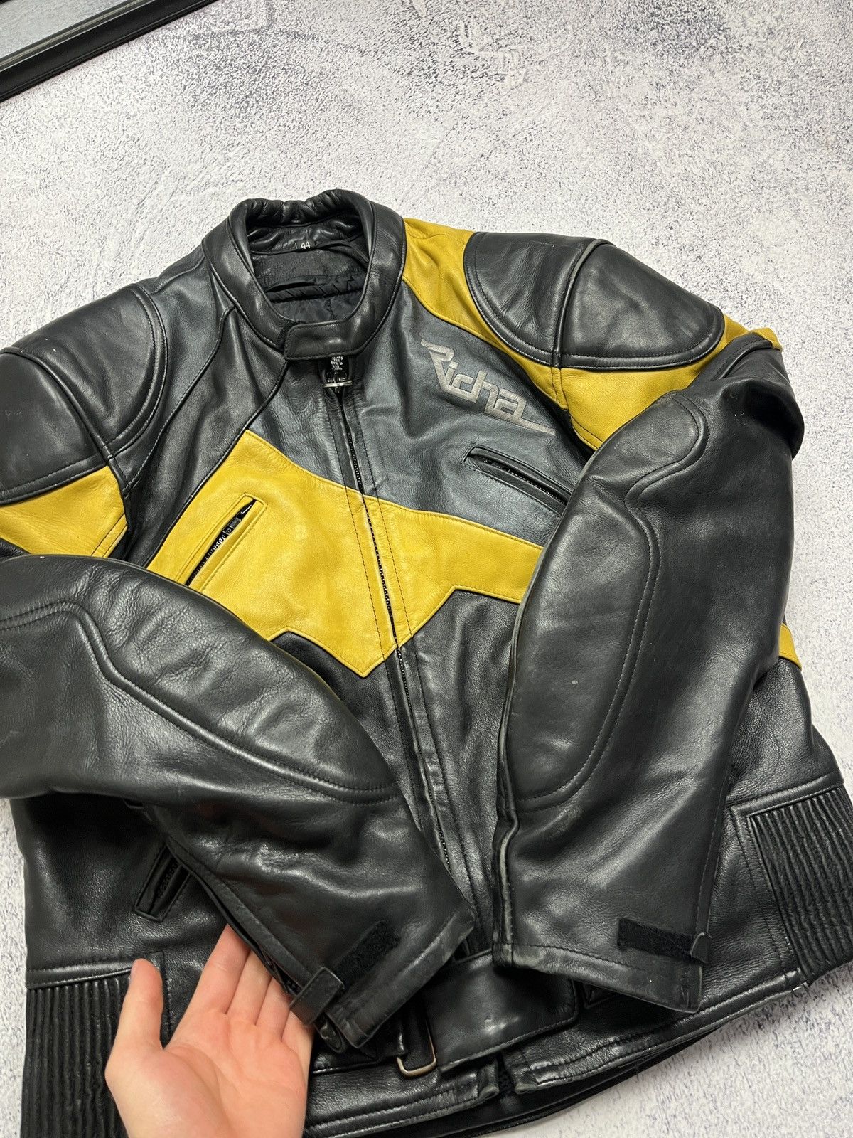Genuine Leather Richa Black Moto Leather Jacket Vintage Racing Bike Size US S / EU 44-46 / 1 - 13 Thumbnail