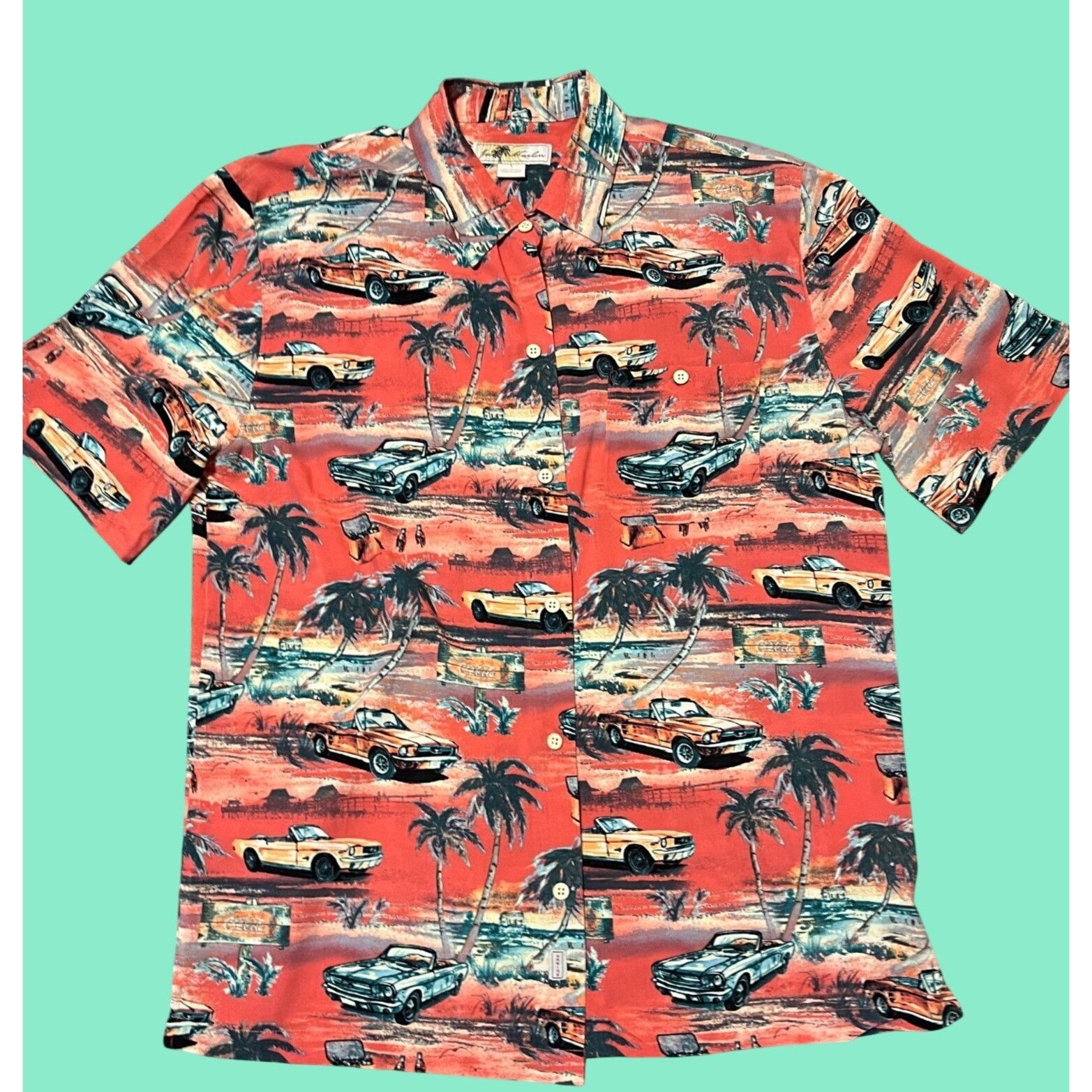 Other Ford Mustang Hawaiian Button-Up Shirt "shrimp orangie" color Size US L / EU 52-54 / 3 - 1 Thumbnail